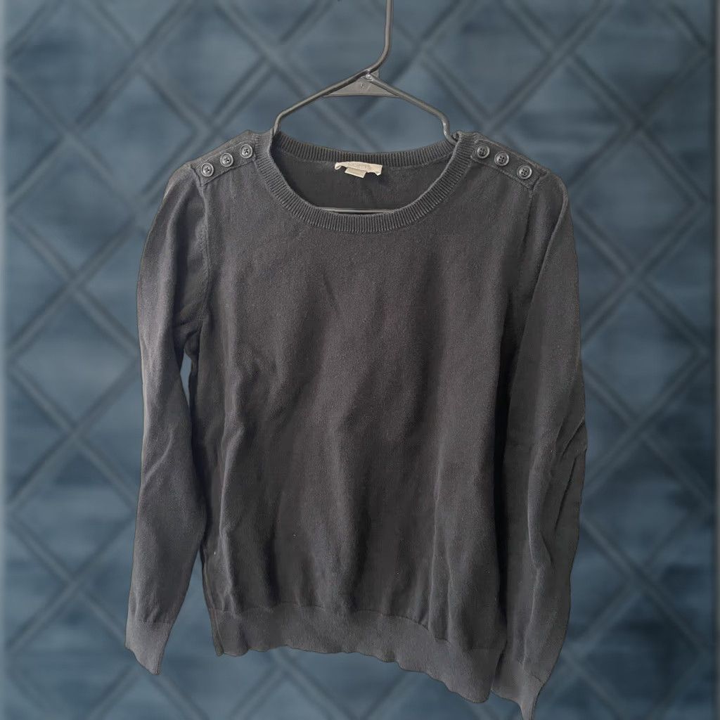 Loft LOFT Sweater Womens Solid Black Button Shoulder Long Sleeve Size M Size M / US 6-8 / IT 42-44 - 1 Thumbnail