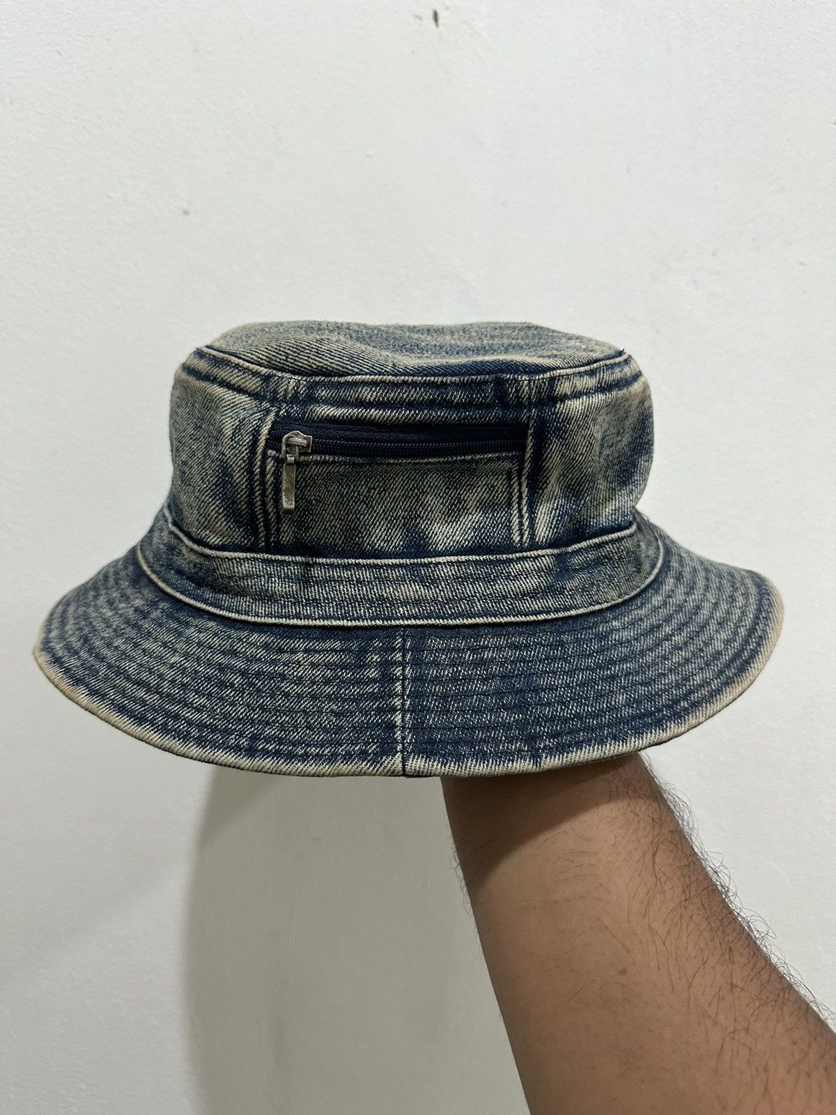 image of Vintage Distress Pocket Denim Bucket Hat, Men's