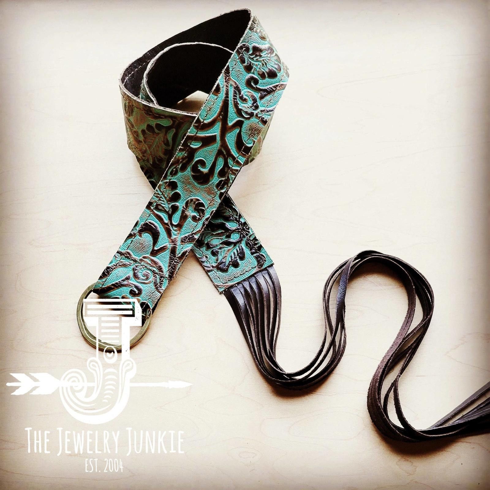 Other Turquoise Cowboy Leather Belt with Leather Fringe Size ONE SIZE - 1 Thumbnail