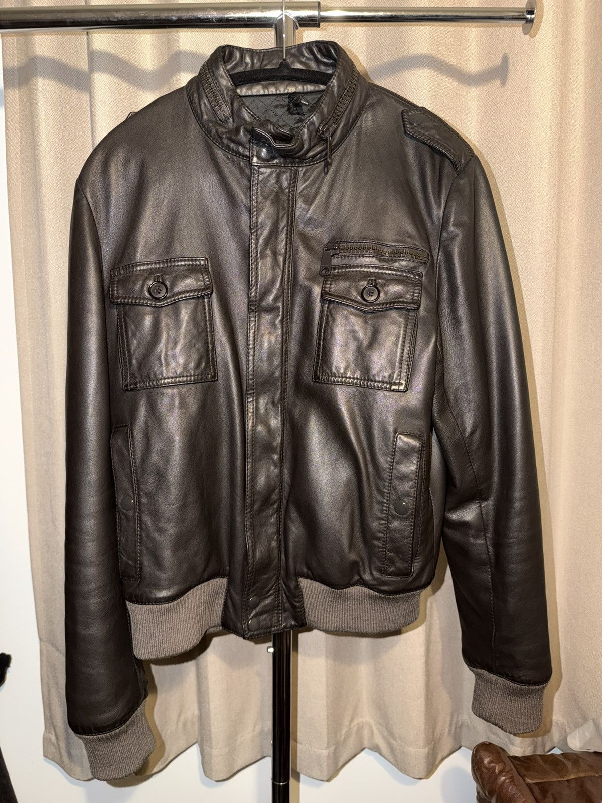 Dior AW07 Dior Homme 'Navigate' Brown Shearling Leather Biker