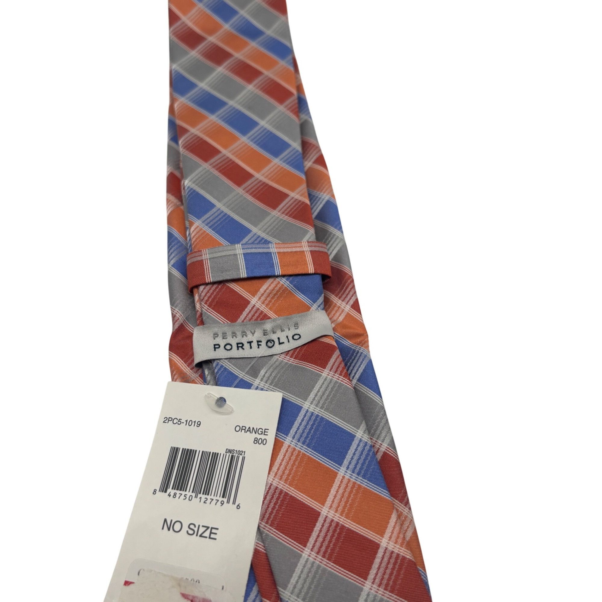 Perry Ellis Perry Ellis Portfolio Plaid Silk Necktie, Orange, OS Size ONE SIZE - 7 Thumbnail