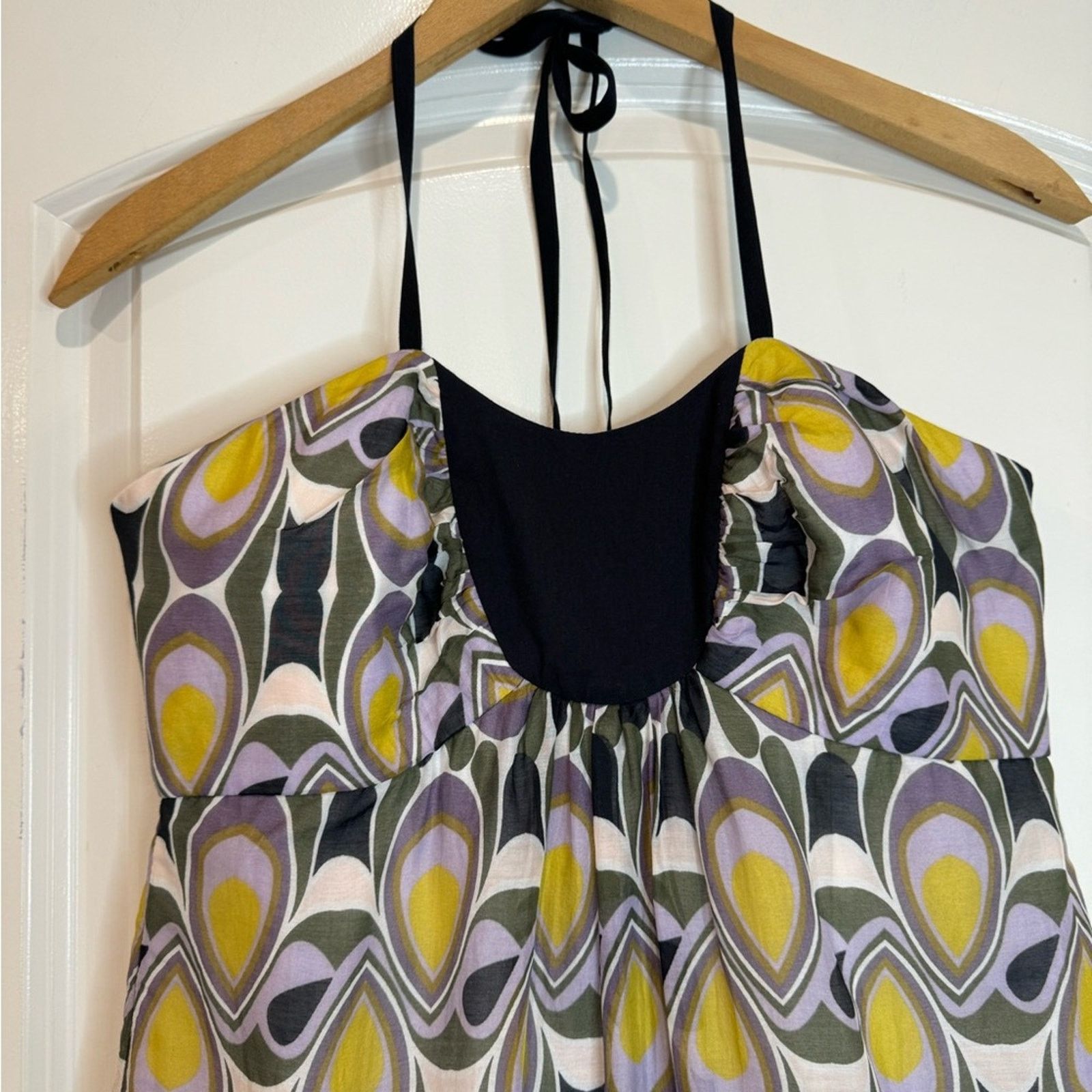 MILLY Milly Of New York Geometric Print Silk Blend Halter Size 8 Size M / US 6-8 / IT 42-44 - 6 Thumbnail