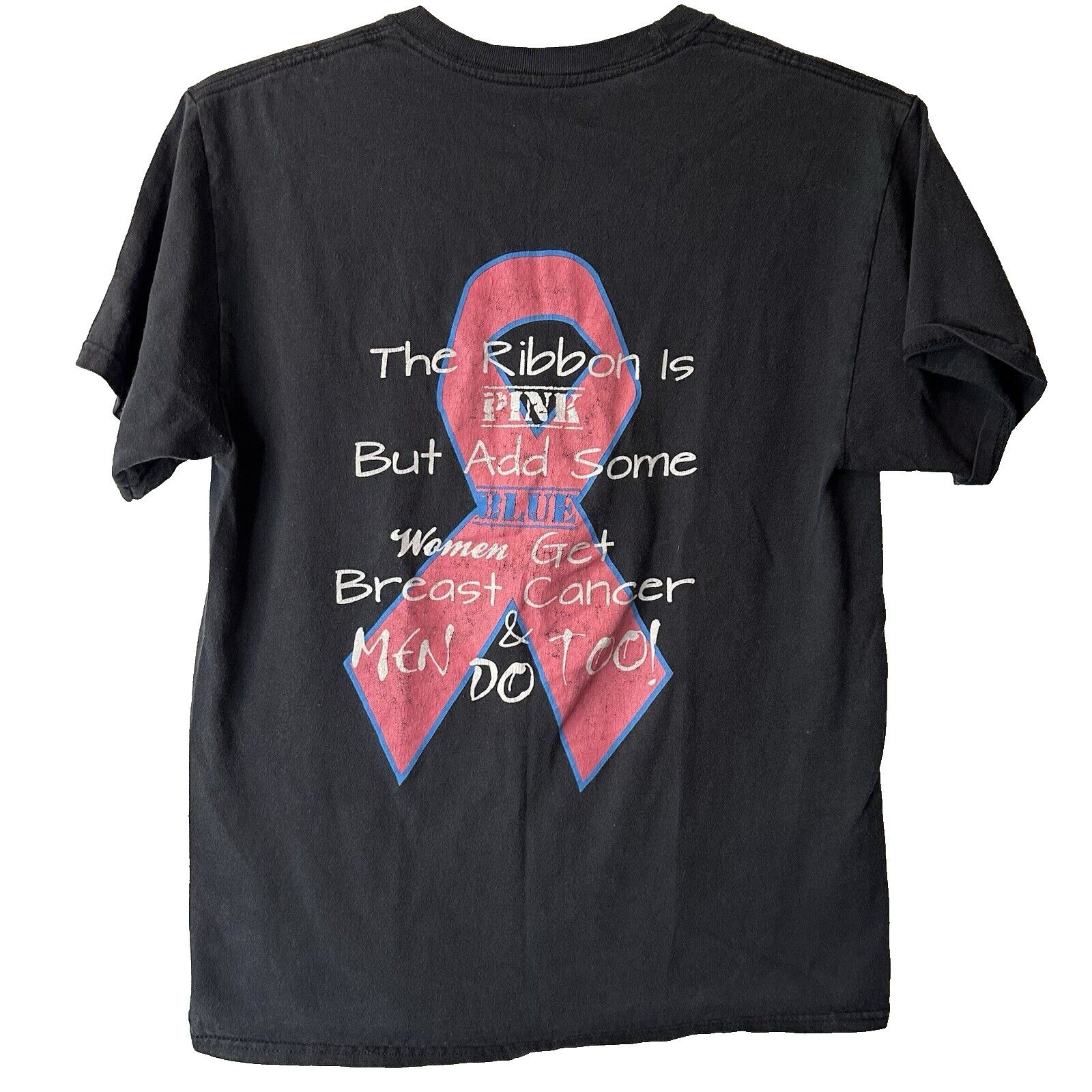 The Unbranded Brand Breast Cancer Awareness Small Black T-shirt pink/Blue Ribbon Size US S / EU 44-46 / 1 - 1 Thumbnail