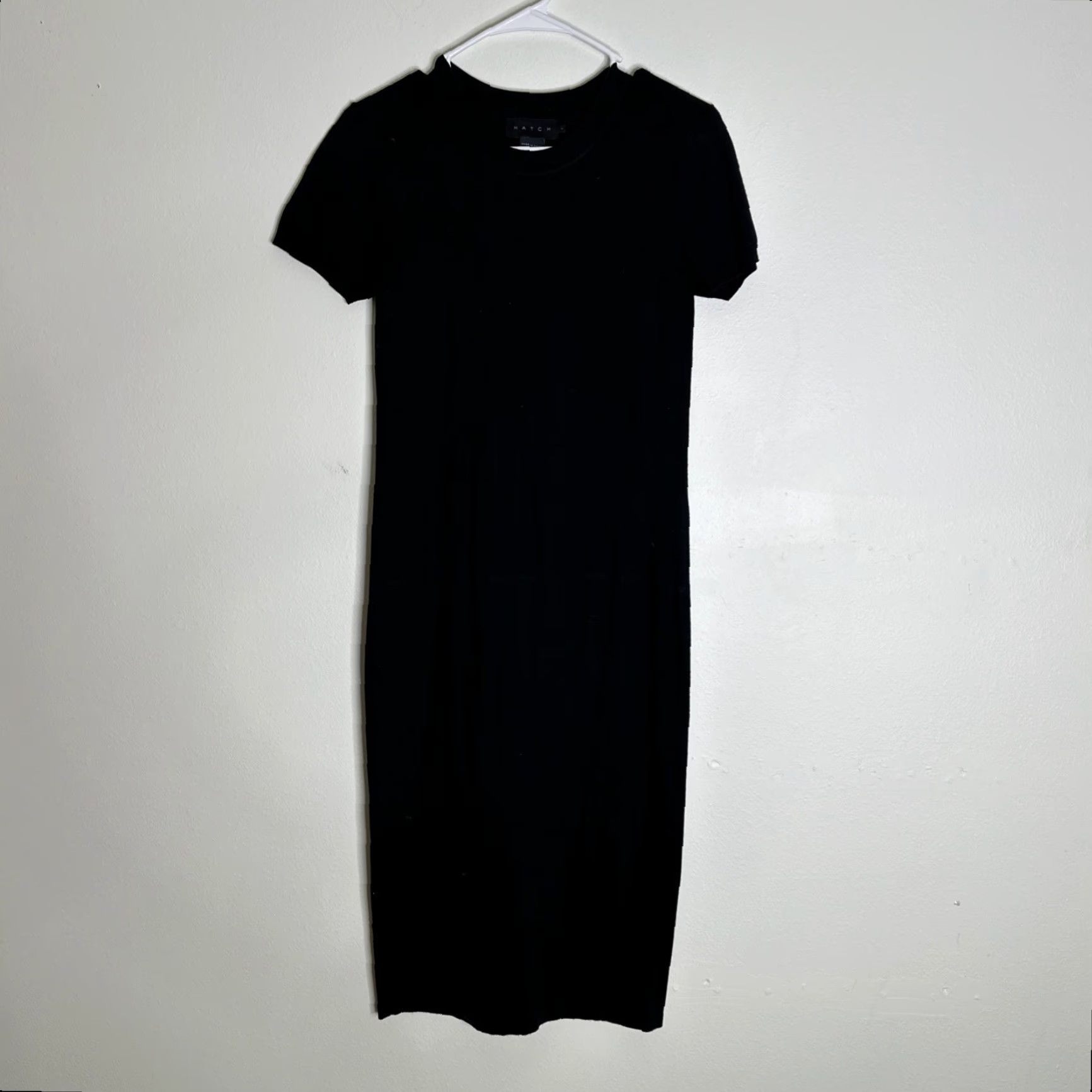 Vintage Hatch Dress Shirt Midi Knit T-Shirt Maternity Short Sleeve Black Solid S Women Bodycon Sheath Vintage No 1 Small Size S / US 4 / IT 40 - 2 Thumbnail