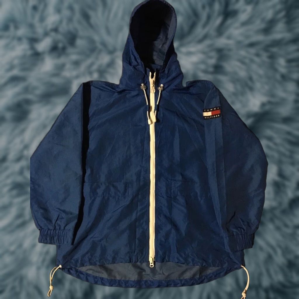 Tommy Hilfiger VINTAGE Tommy Hilfiger Flag Zip Jacket XL Men Blue 90s Hip Hop Nautical Sailing Rap College College USA USA Flag Logo Windbreaker Pockets Jacket Size US XL / EU 56 / 4 - 1 Thumbnail