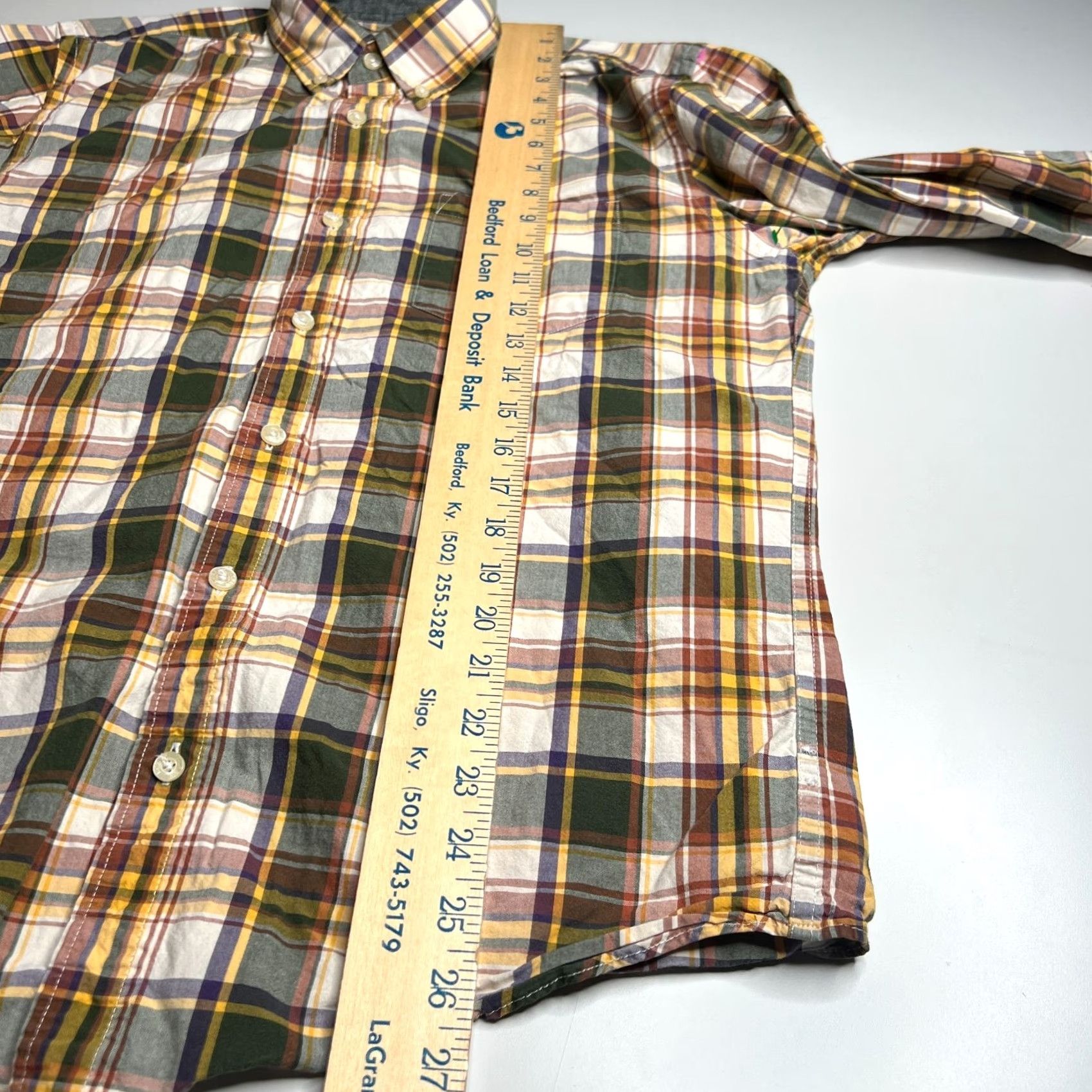 J.Crew J.CREW Tailored Shirt Mens M Yellow Green Plaid Cotton Button-Down Long Sleeve Size US M / EU 48-50 / 2 - 3 Thumbnail