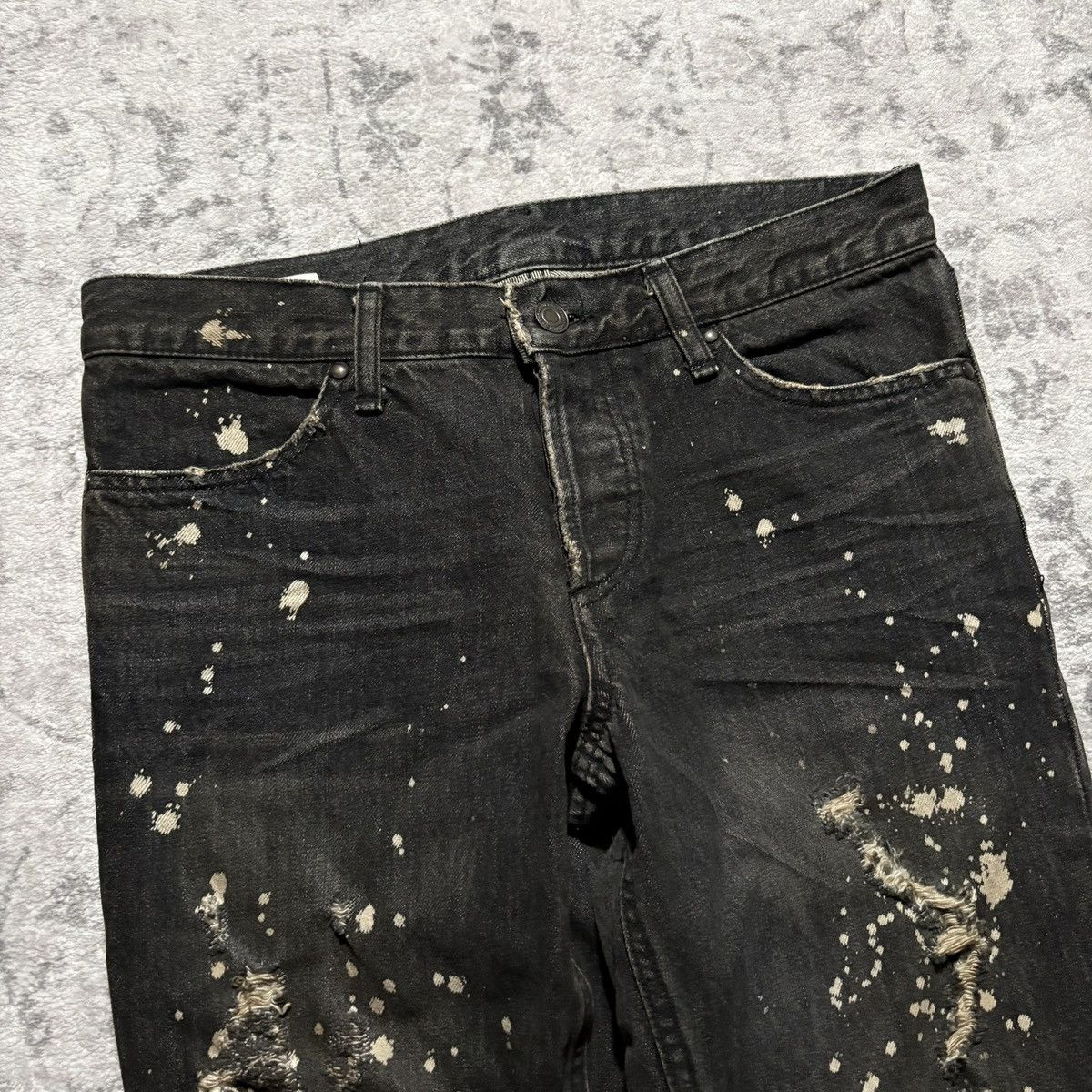 Shellac Shellac Bleached & Distressed Bootcut Black Jeans | Size 48 Size US 30 / EU 46 - 4 Thumbnail