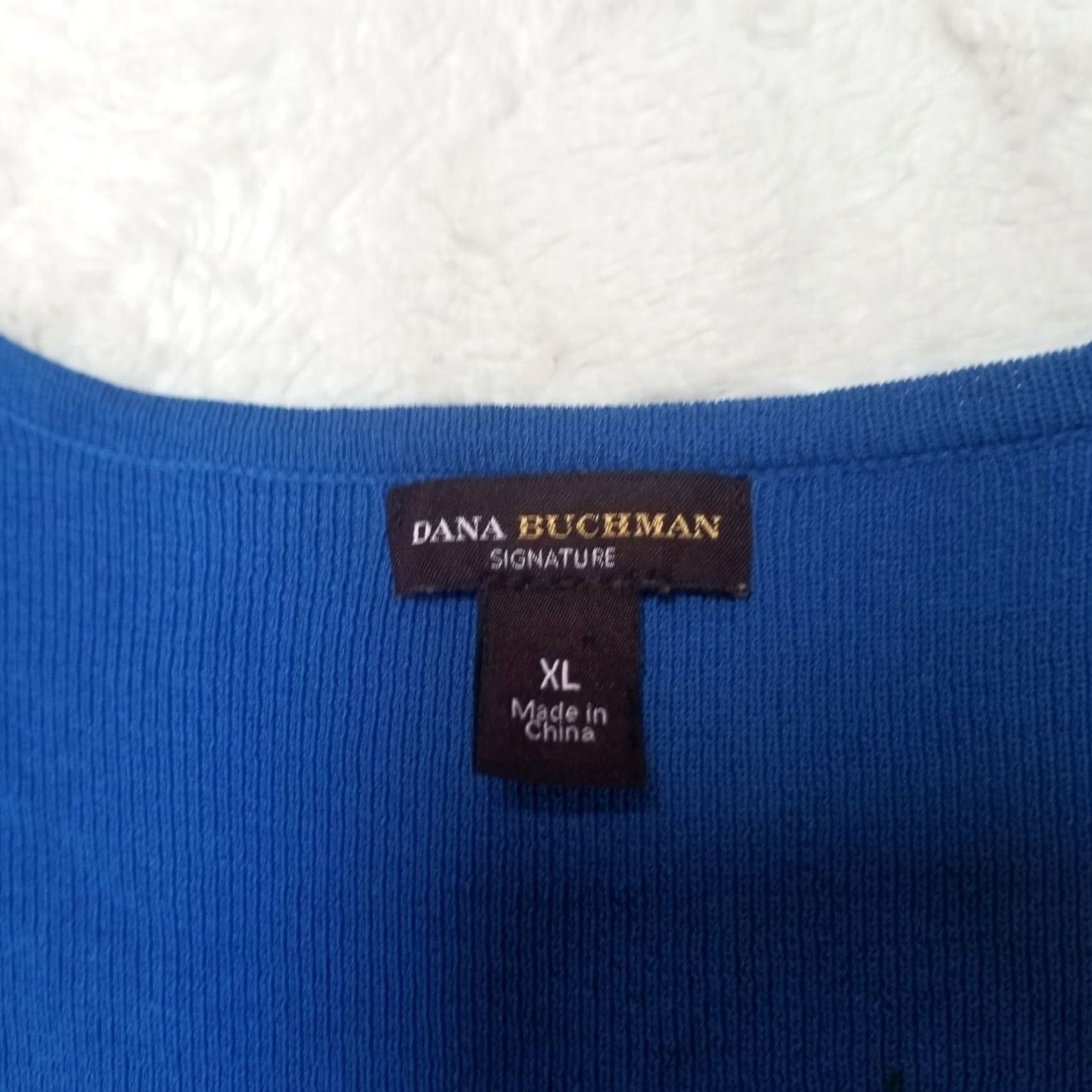 Vintage Dana Buchman Signature Womens Knit Top Square Neck Short Sleeve XL Blue Casual Shirt Size XL / US 12-14 / IT 48-50 - 3 Thumbnail