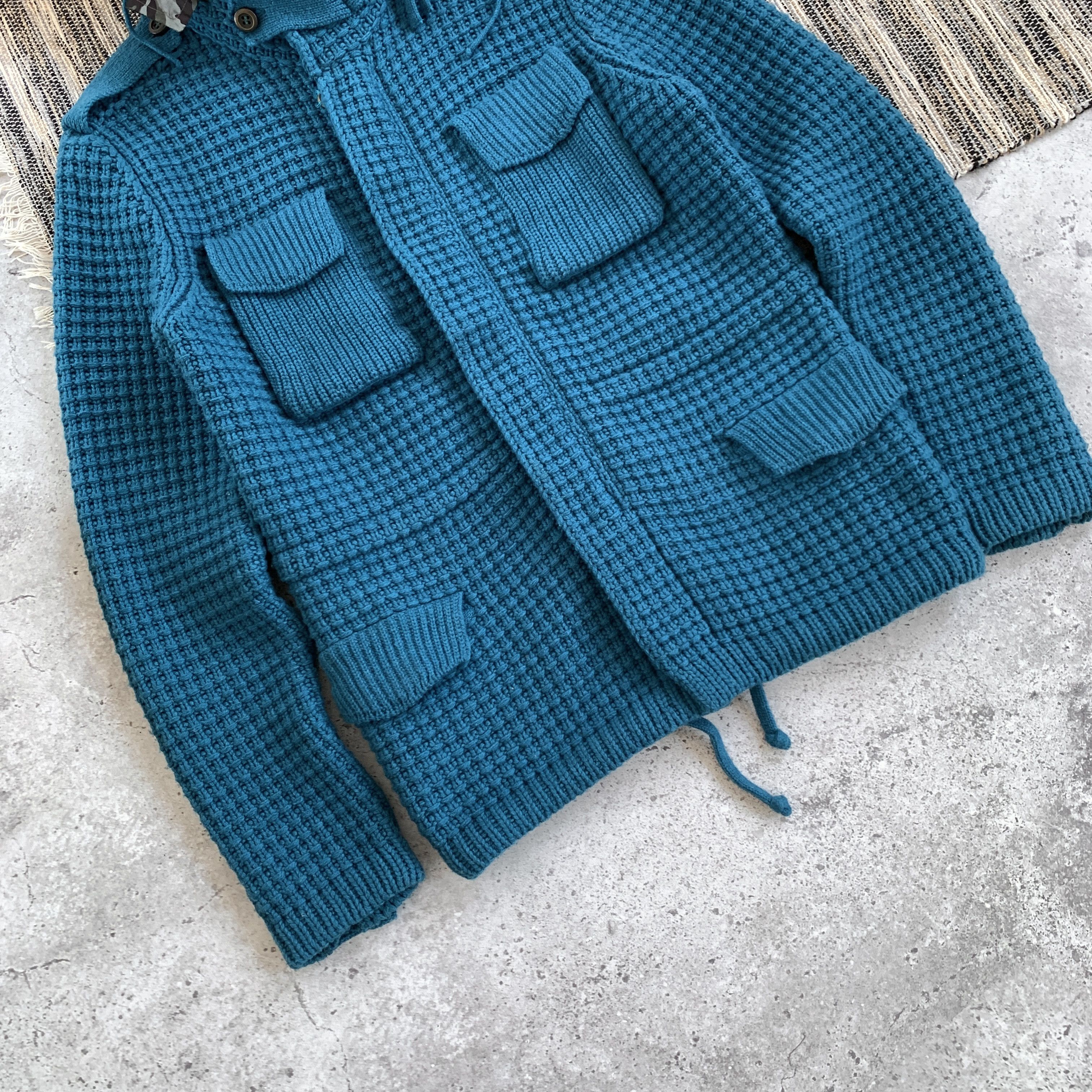 Bark BARK RARE Designer Knitted Heavy Military Blue Jacket Size US M / EU 48-50 / 2 - 7 Thumbnail