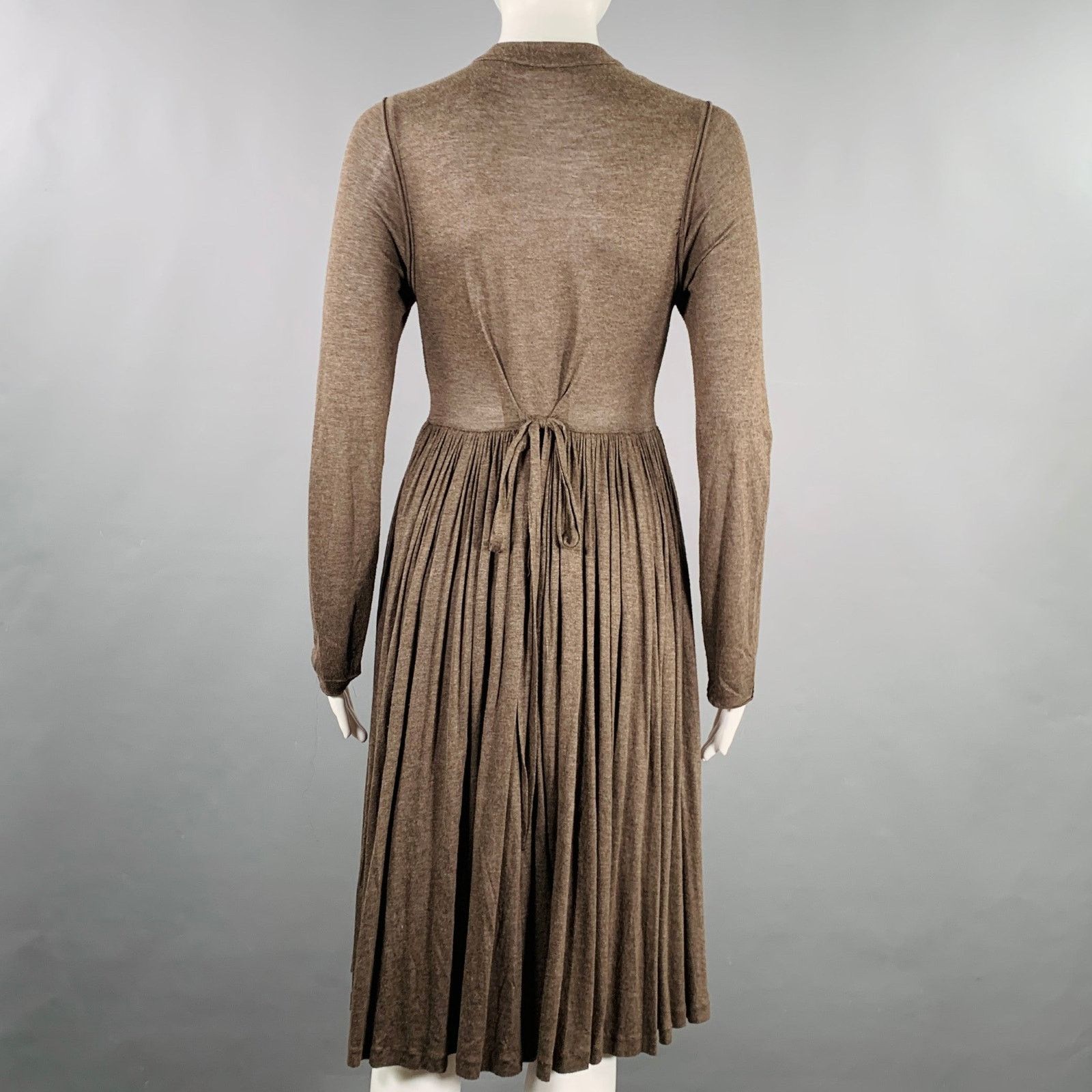 Stella McCartney STELLA McCARTNEY Size M Brown Viscose Pleated Dress Size M / US 6-8 / IT 42-44 - 4 Thumbnail