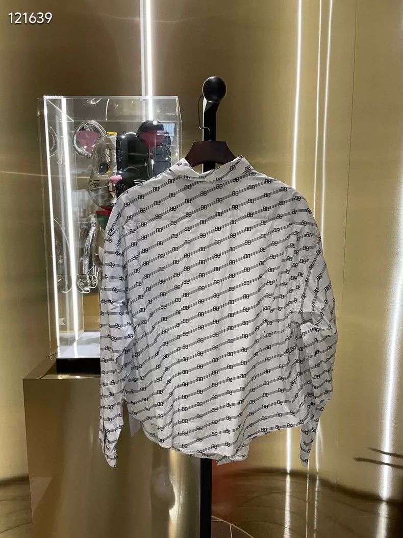 Balenciaga Balenciaga size 34 All-over logo loose-fit white shirt Size S / US 4 / IT 40 - 2 Thumbnail