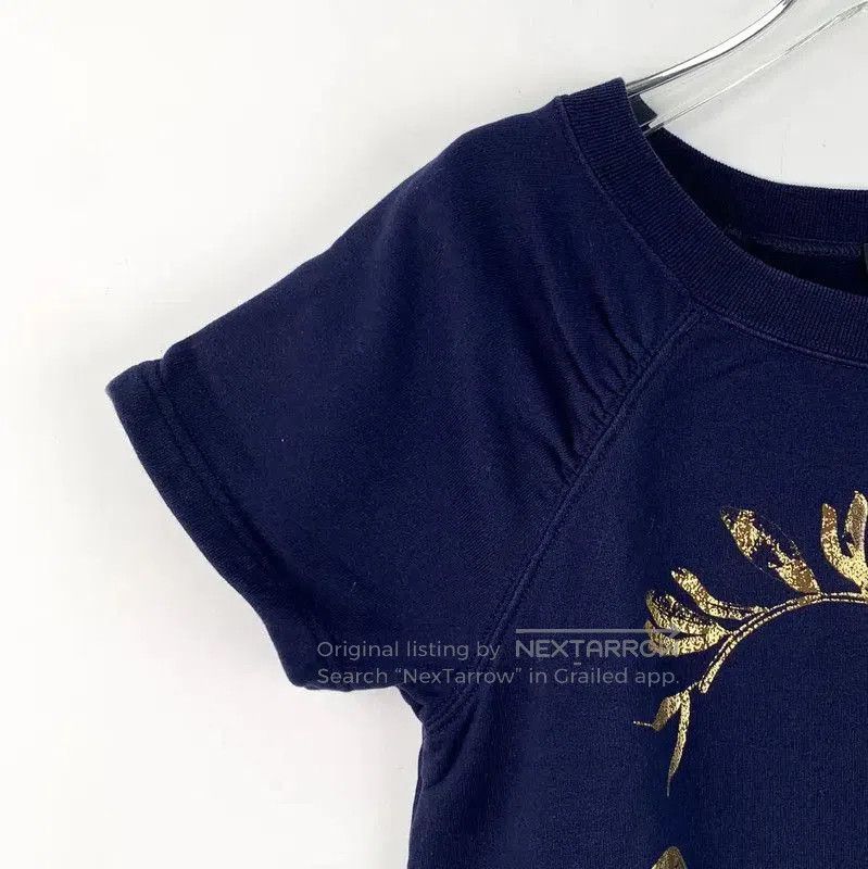 Chanel Chanel Navy Cotton T-Shirt with Gold Logo . Size S / US 4 / IT 40 - 3 Thumbnail