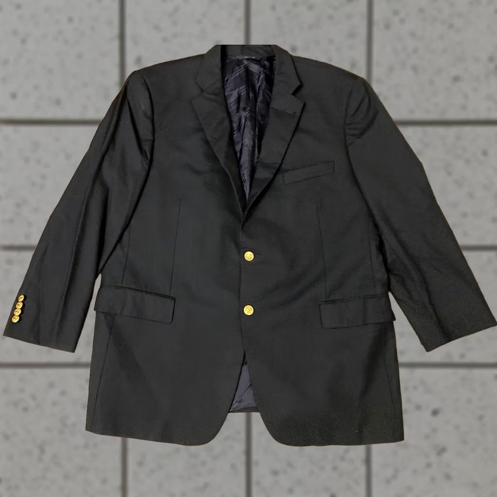 Brooks Brothers Brooks Brothers Blazer Men 46R Black Wool 2 Piece Notch Lapel Double-Vented Italy 2 Button Front Classic Dry Clean Only Size 46R - 1 Thumbnail