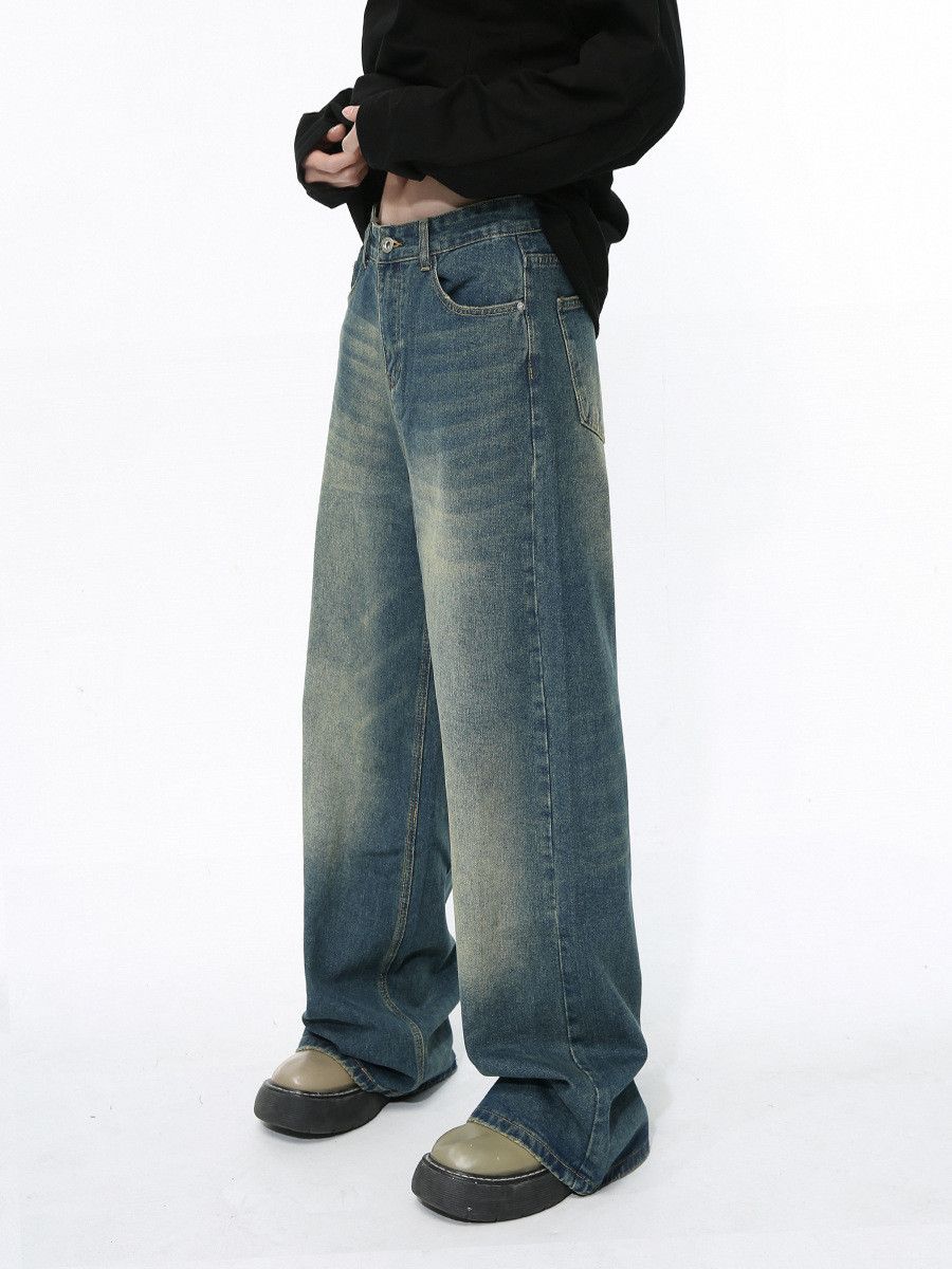 Vintage Men's Japanese retro blue casual wide-leg straight jeans Size US 32 / EU 48 - 3 Thumbnail