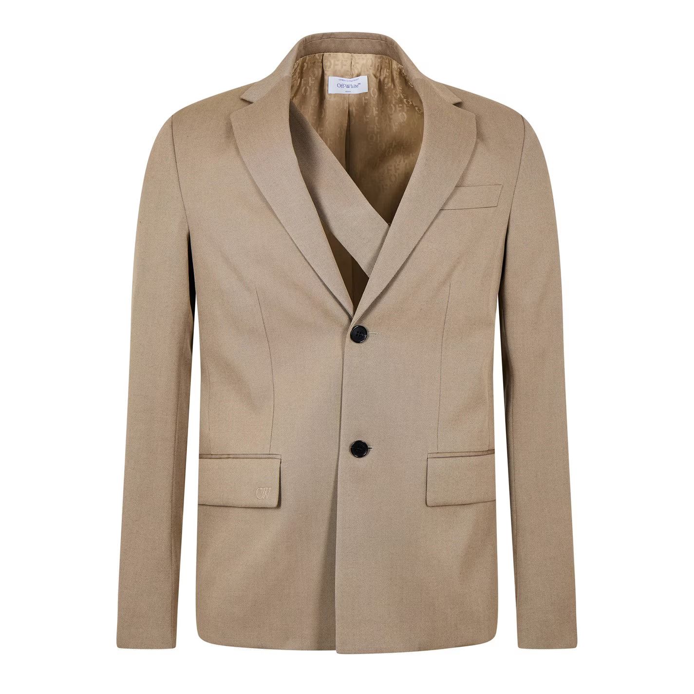 Off-White o1g2r1mq0226 Blazer in Beige Size US XL / EU 56 / 4 - 1 Thumbnail