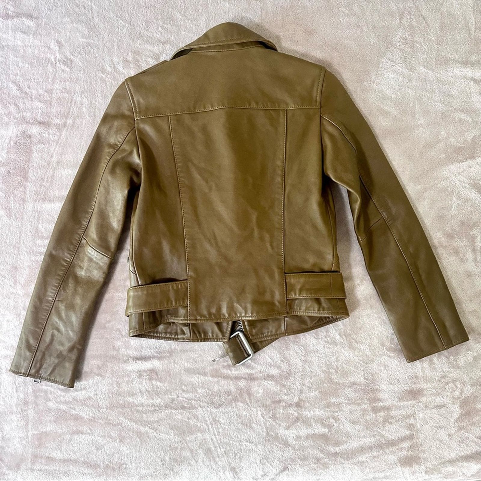 Allsaints All Saints Balfern Leather Jacket US00 Tan Camel Mustard Size XXS / US 00 / IT 34 - 2 Thumbnail