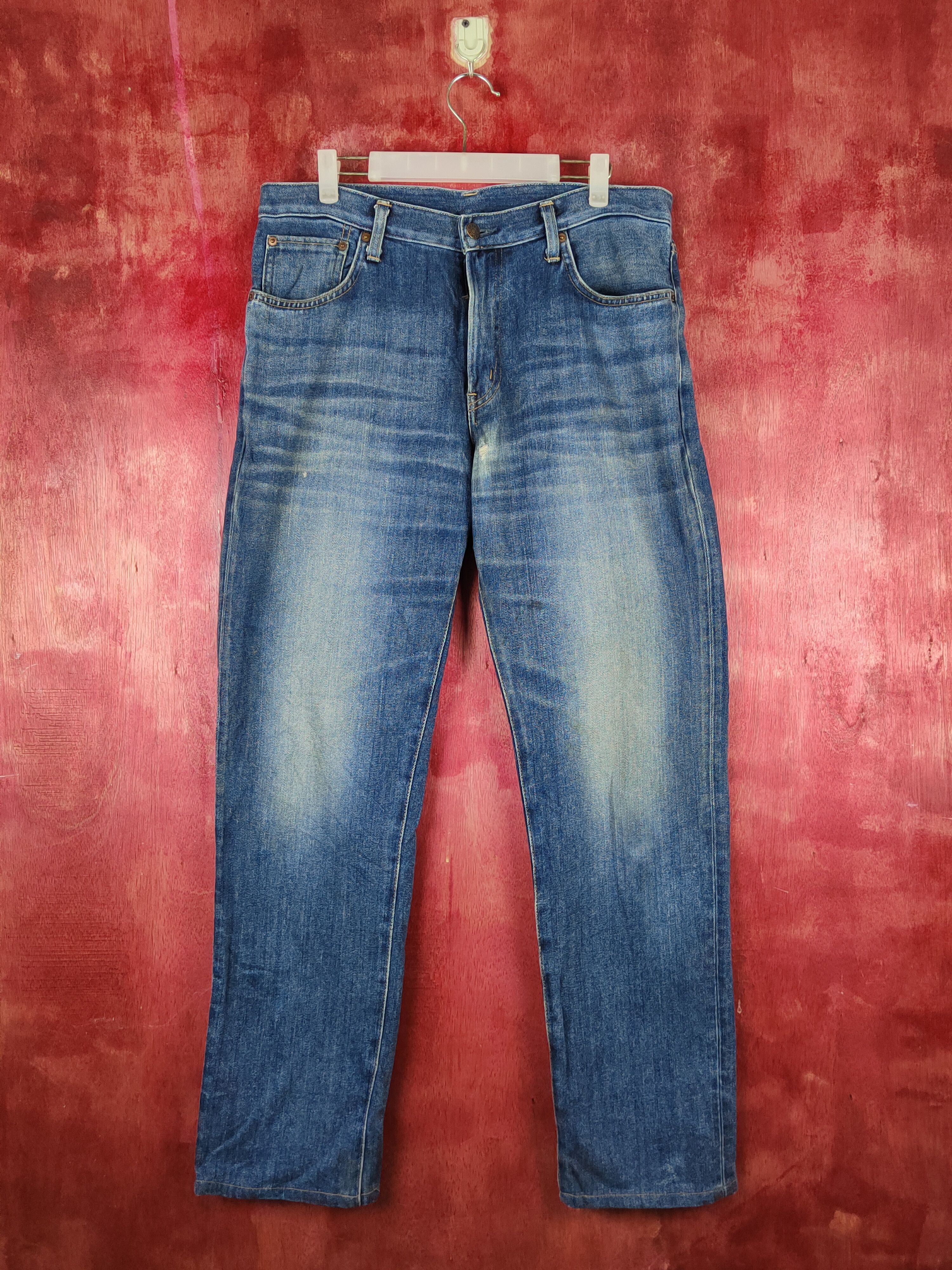 Edwin Edwin Dark Blue Distressed Ripped Soft Jeans #S2206 Size US 33 - 1 Thumbnail