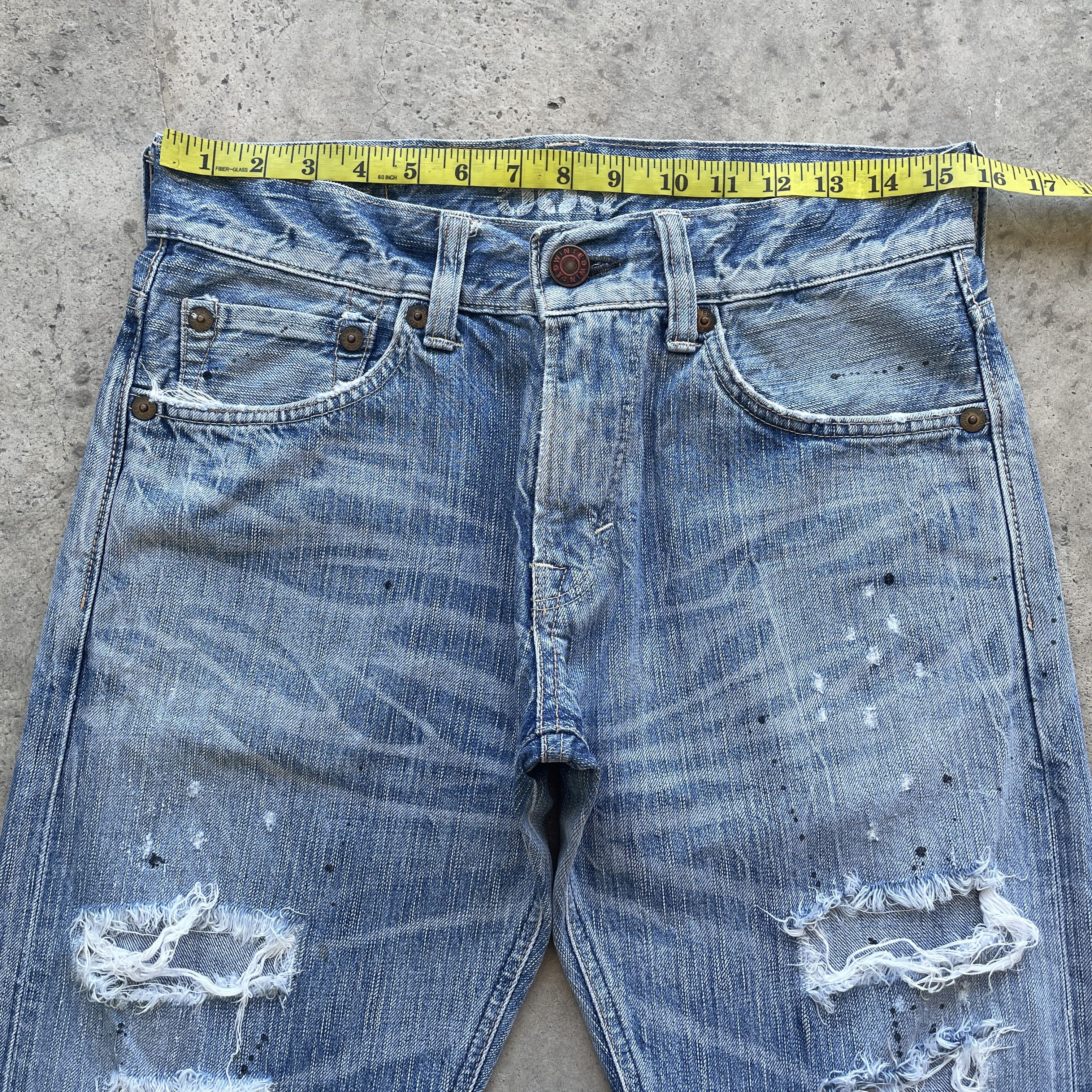 Edwin × Japanese Brand VINTAGE EDWIN 503 DISTRESSED FADED RIPPED JEANS PANTS DENIM Size US 31 - 5 Thumbnail