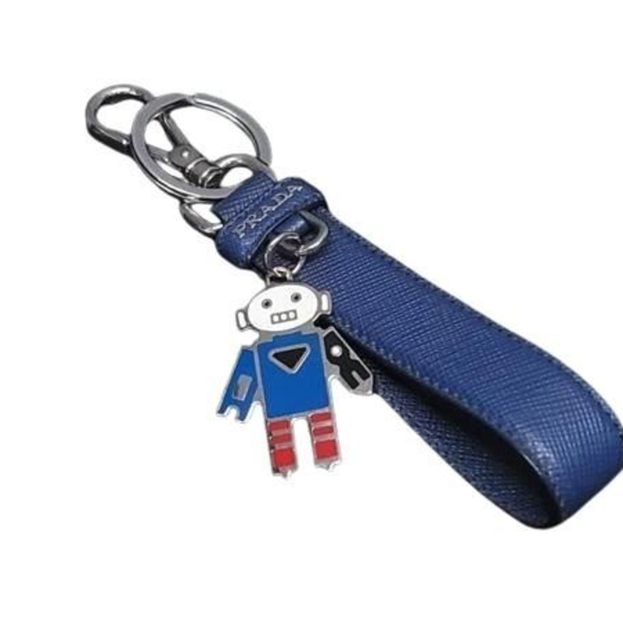 Prada Prada Robot Bag Charm in Blue Saffiano Leather for Men and Women Size ONE SIZE - 1 Thumbnail