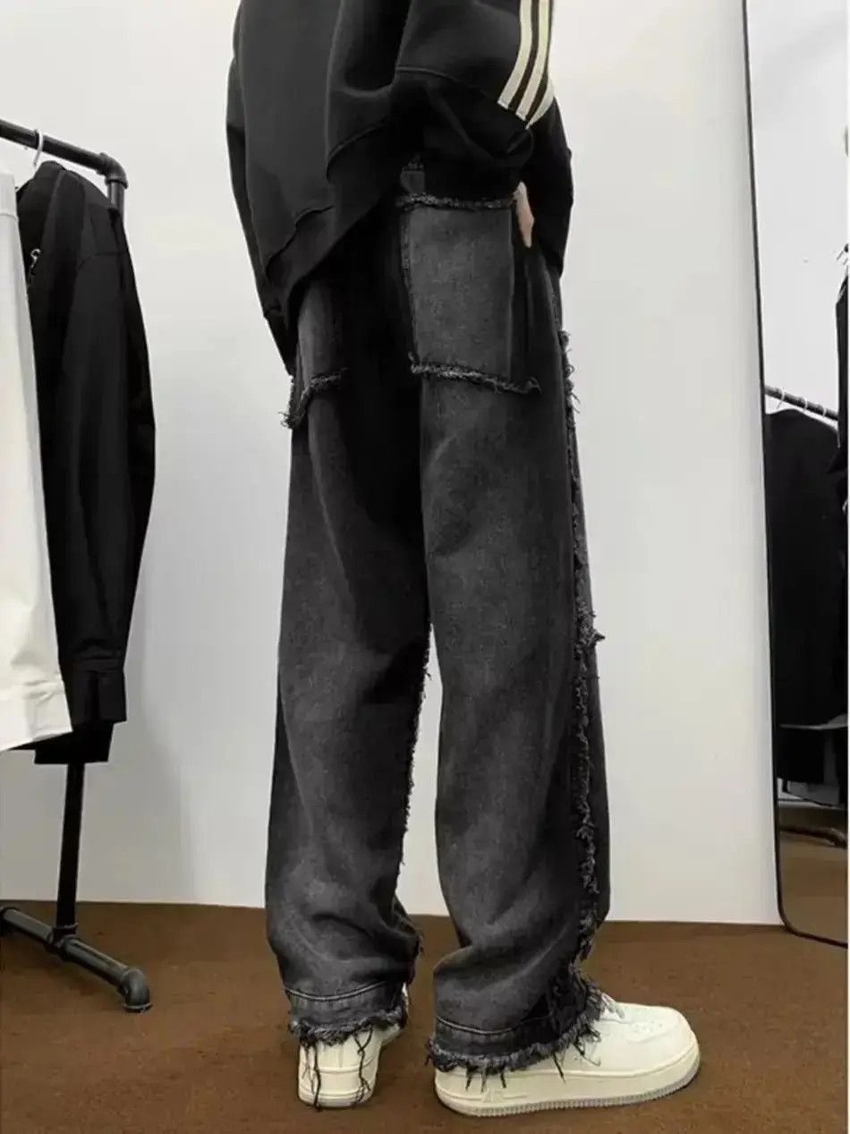 Japanese Brand Loose straight leg multi pocket patchwork wide leg jeans Size US 32 / EU 48 - 3 Thumbnail