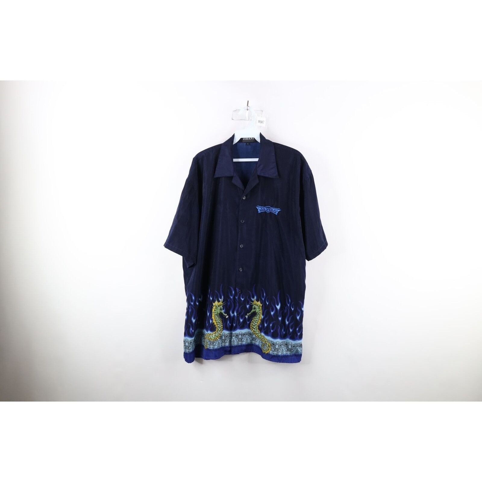 Vintage Vintage 90s Streetwear Las Vegas Tribal Flames Button Shirt Size US L / EU 52-54 / 3 - 1 Thumbnail