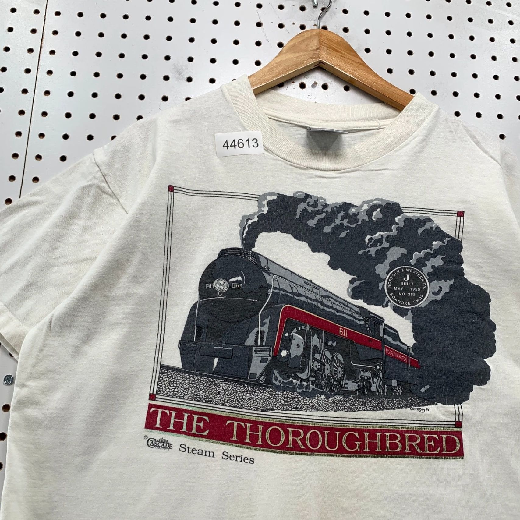 Vintage VINTAGE Oneita The Thoroughbred Steam Train Norfolk Shirt Men L White Cotton Short Sleeve Crew Neck T-Shirt 1990s Size US L / EU 52-54 / 3 - 4 Thumbnail
