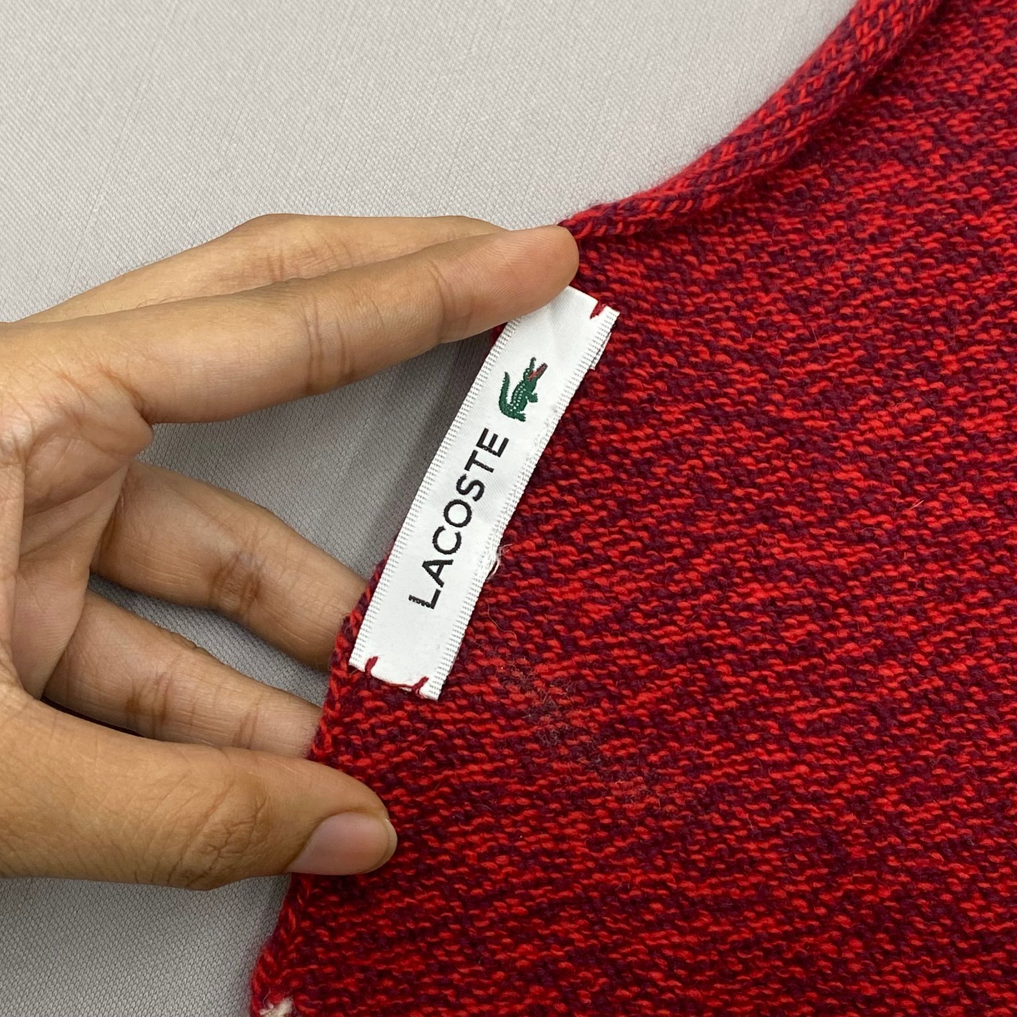 Lacoste Vintage Lacoste Scarf Muffler Wool Ribbed Knit Scarves Size ONE SIZE - 5 Thumbnail