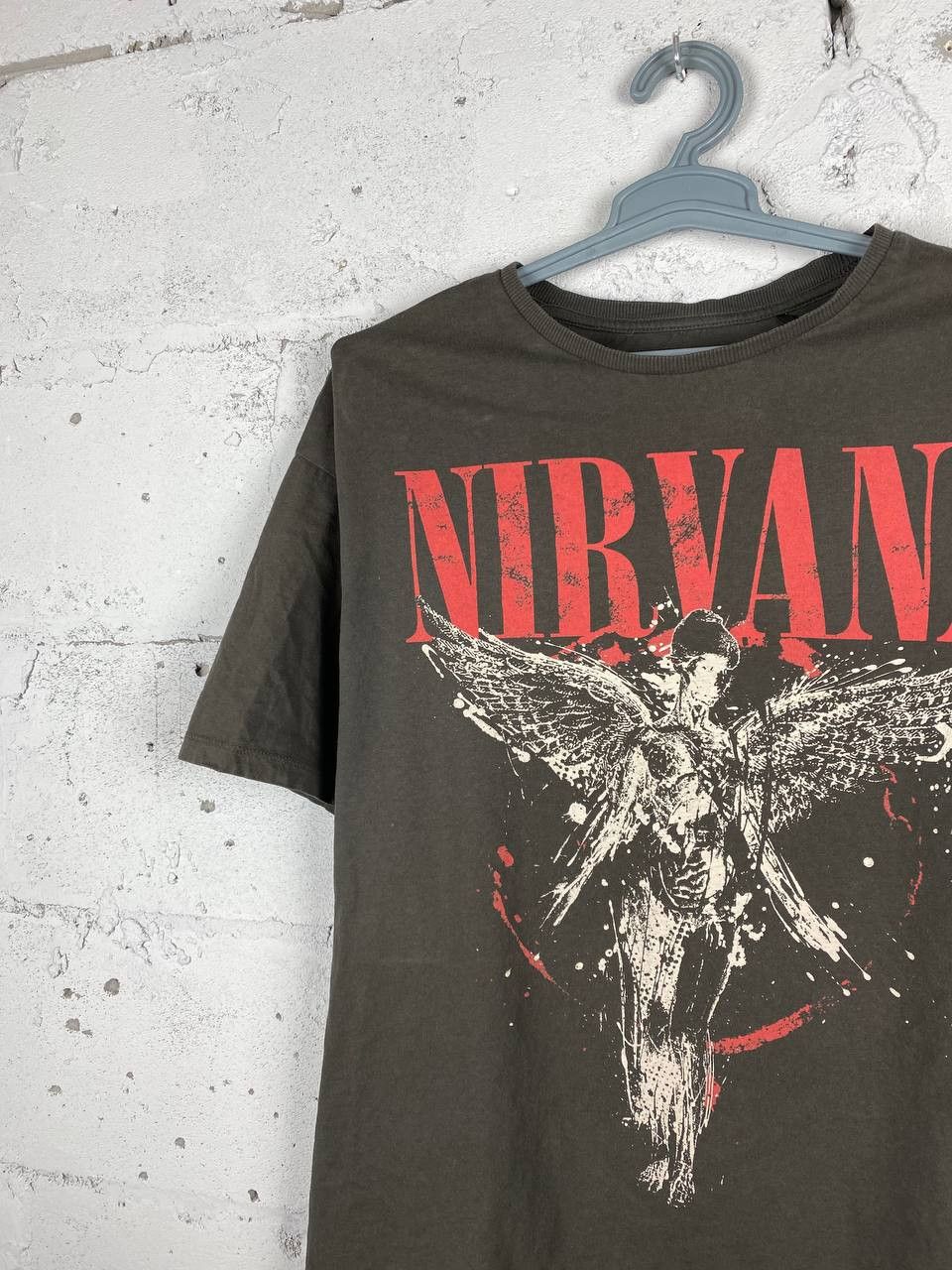 Band Tees × Nirvana Rare T-Shirt Nirvana IN UTERO Faded Grey Vintage Style Size US M / EU 48-50 / 2 - 3 Thumbnail
