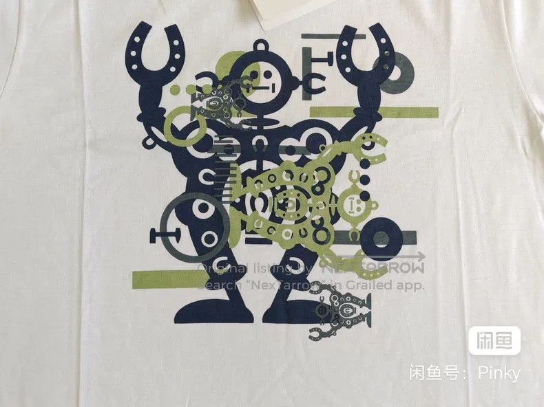 Hermes Hermes Men's Robot Short Sleeve T-Shirt, White, Pure Cotto Size US M / EU 48-50 / 2 - 6 Thumbnail