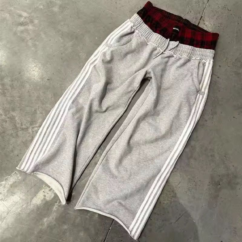 Japanese Brand Double-Waist Plaid Sweatpants Wide Leg Baggy - NEW Size US 32 / EU 48 - 1 Thumbnail