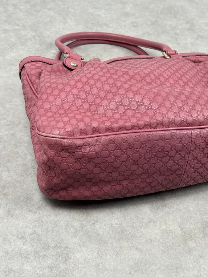 Gucci 2000s Gucci Sukey Monogram Pink Leather Handle Bag Size ONE SIZE - 11 Thumbnail