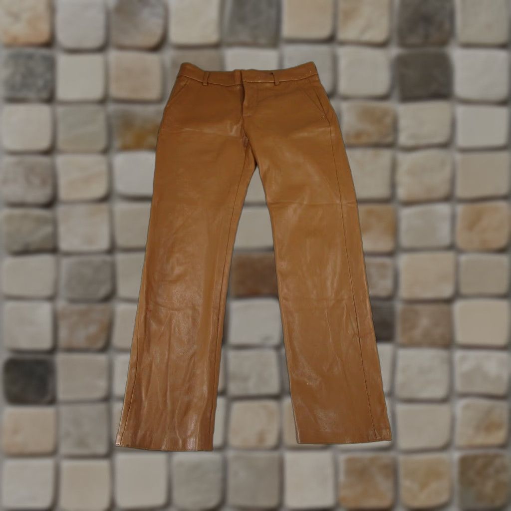 Zara ZARA Pants Womens 2 Brown Faux Leather Slim Fit Tapered Ankle Casual Regular Size 2 Brown Womens Size 26" / US 2 / IT 38 - 1 Thumbnail