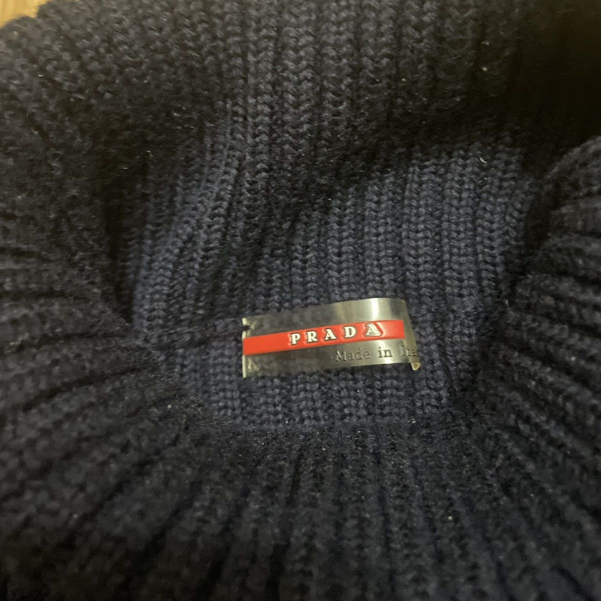 Prada RARE Prada Vintage Archive Hard Knit Navy Sweater High Neck Size US L / EU 52-54 / 3 - 6 Thumbnail