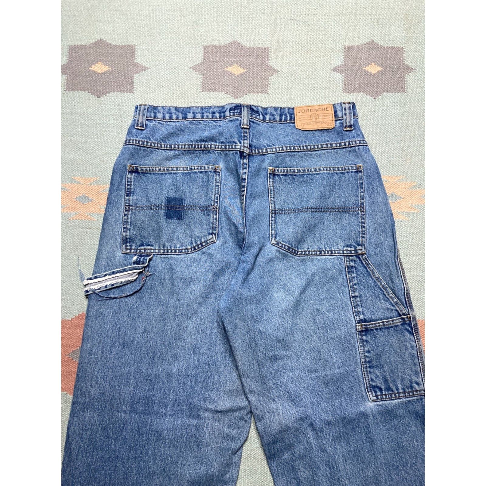 Jordache VINTAGE Jordache Jeans Men 36 Waist 32 Inseam Wide-Leg Hip Hop Baggy Carpenter JNCO Skater Blue Size US 36 / EU 52 - 3 Thumbnail