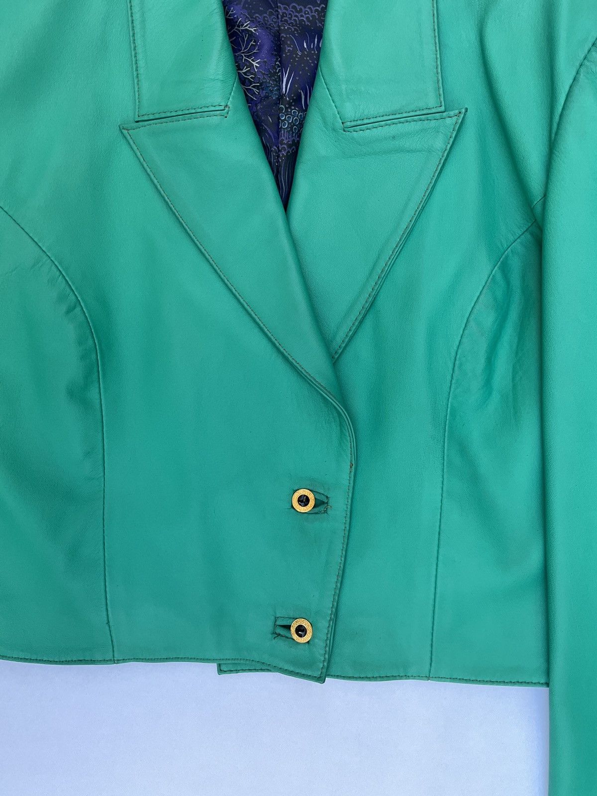 Vintage 80’s Vintage green leather jacket Size M / US 6-8 / IT 42-44 - 5 Thumbnail