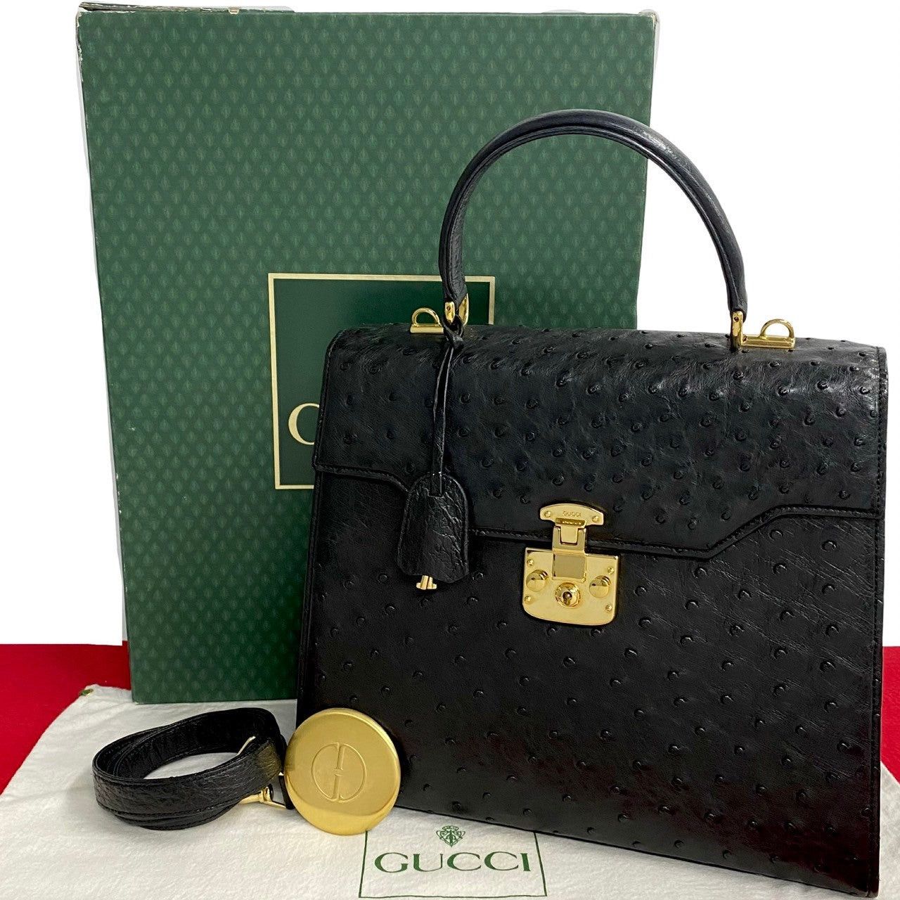 Gucci Gucci Shoulder Bag Black Ostrich Size ONE SIZE - 1 Thumbnail