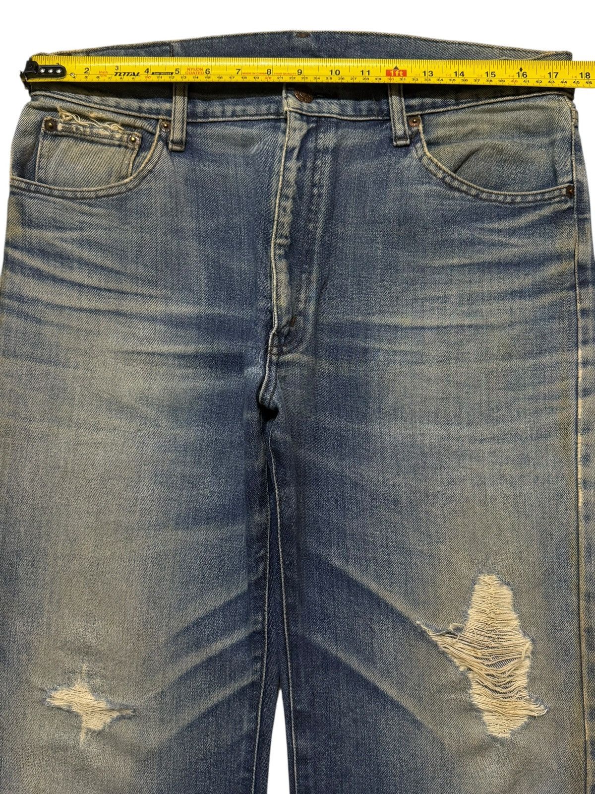 Kapital Vintage Y2K Japanese Brand Faded Blue Distressed Straight Size US 34 / EU 50 - 8 Thumbnail
