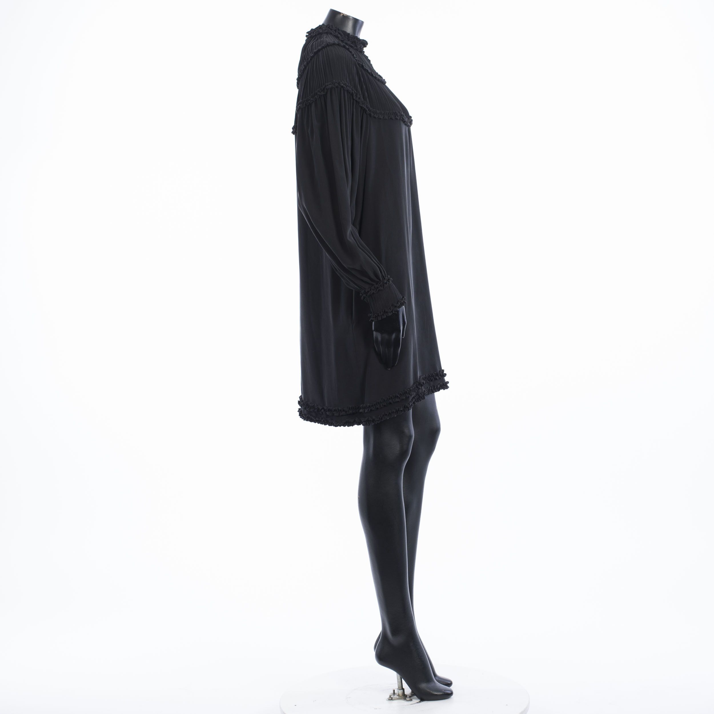 Fendi Crêpe De Chine Dress With Ruffles In Black Silk Size M / US 6-8 / IT 42-44 - 7 Thumbnail