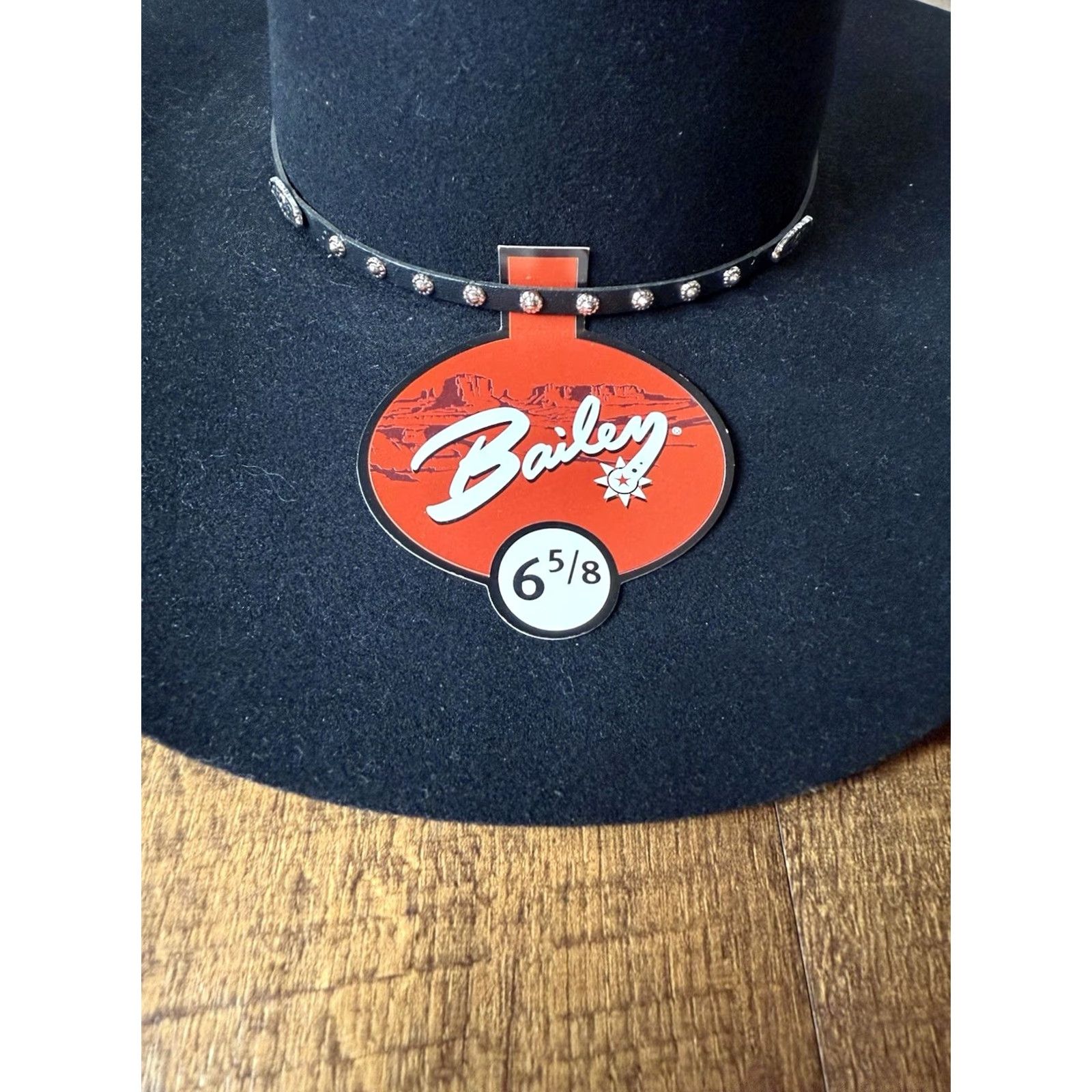 Bailey 44 VINTAGE Bailey Wool Felt Studded Hat Black 2X Size 6 5/8 Mens Womens Cowboys Western USA Band 90s? Size ONE SIZE - 2 Thumbnail