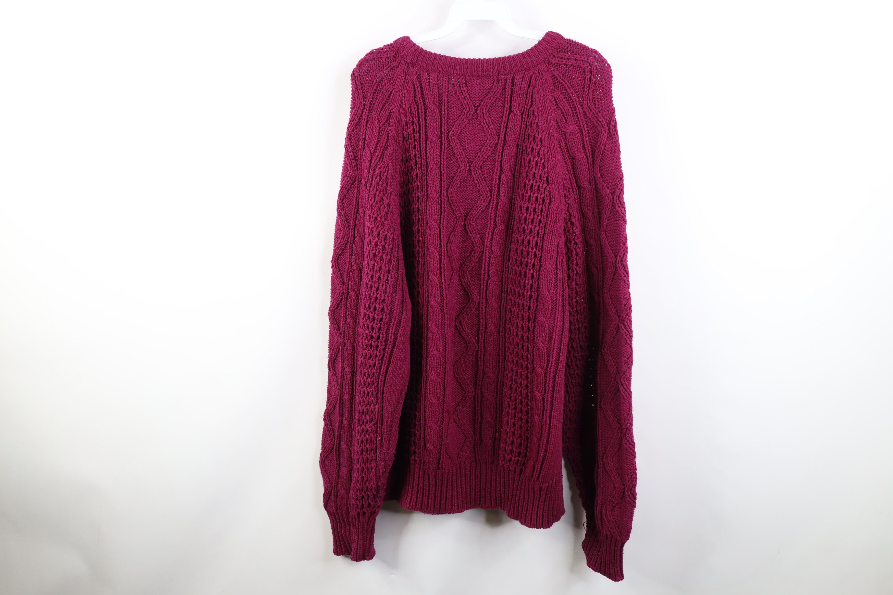 Vintage Vintage 90s Streetwear Cable Knit Fisherman Sweater Purple Size XL / US 12-14 / IT 48-50 - 7 Thumbnail