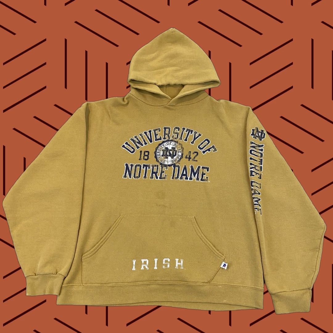 Russell Athletic NOTRE DAME Sweatshirt Mens Large Brown Russell Athletics Hoodie Jacket Irish Y2K Size US L / EU 52-54 / 3 - 1 Thumbnail