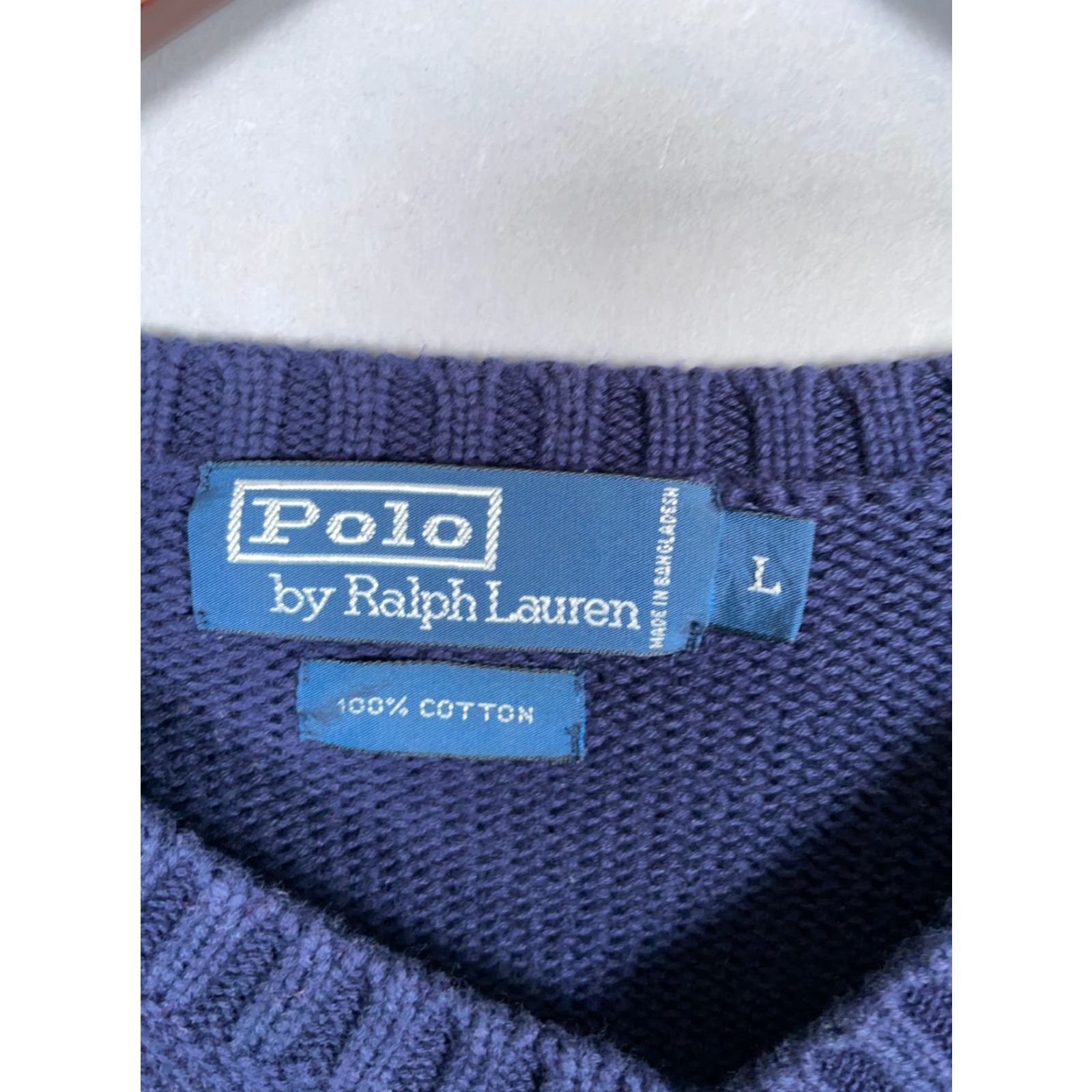 Polo Ralph Lauren POLO RALPH LAUREN Cotton Chunky-Knit V-Neck Sweater Adult Large Blue Green Stripe Casual Mens Size US L / EU 52-54 / 3 - 4 Thumbnail