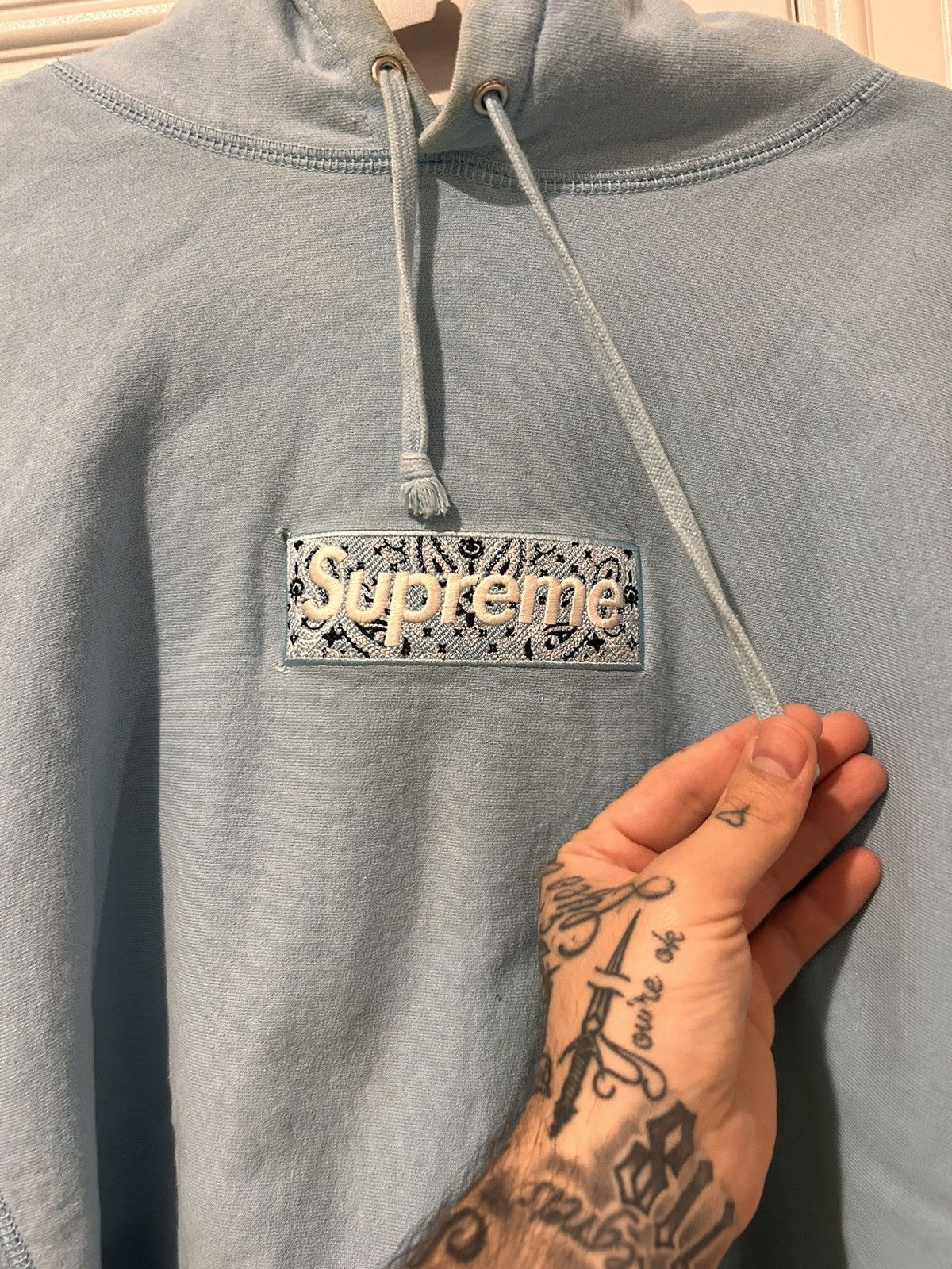 image of Supreme Bandanna Hoodie in Baby Blue, Men's (Size XL)