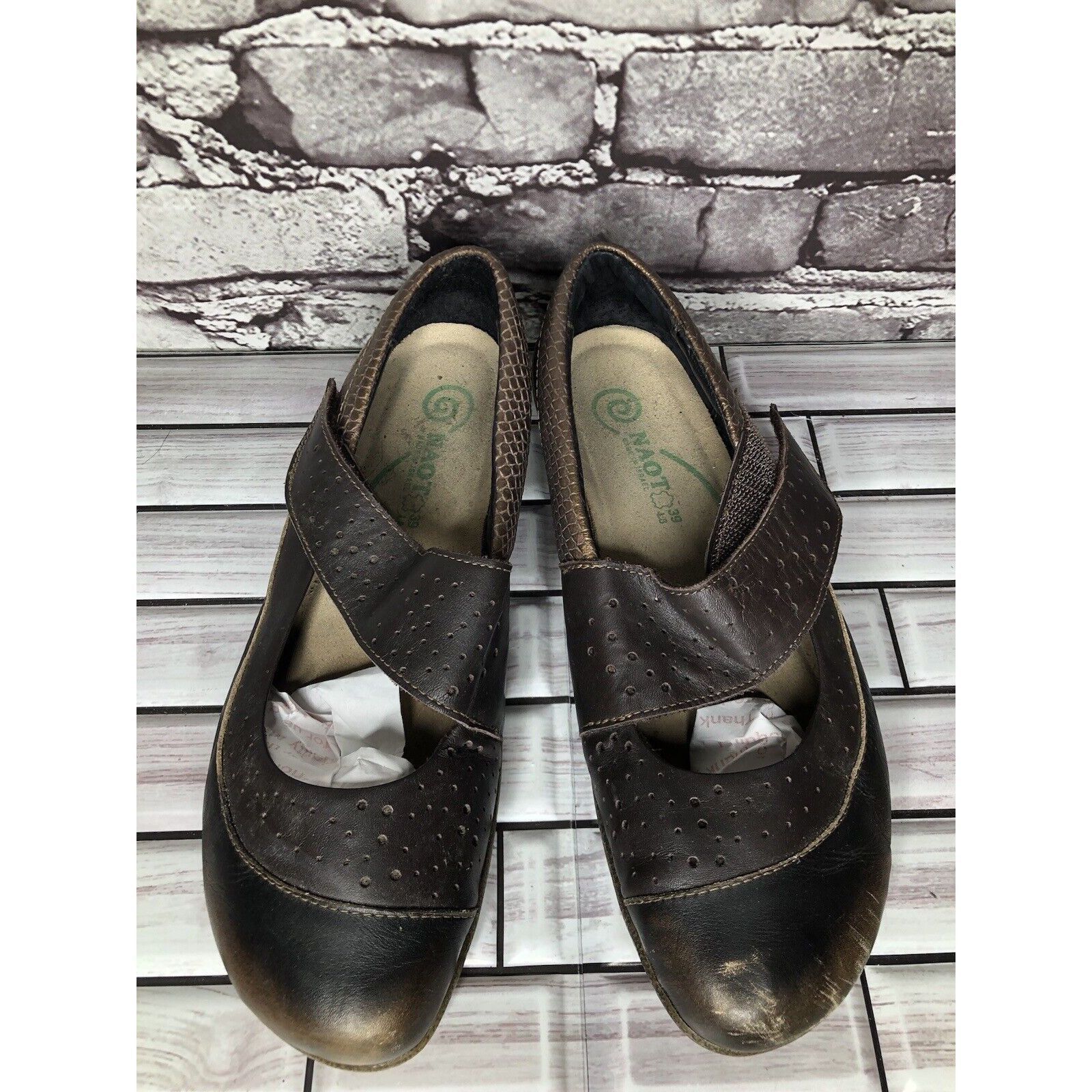 Other Naot Aroha Brown Bronze Snake Leather MaryJane Strap Shoes W Size US 8.5 / IT 38.5 - 12 Thumbnail