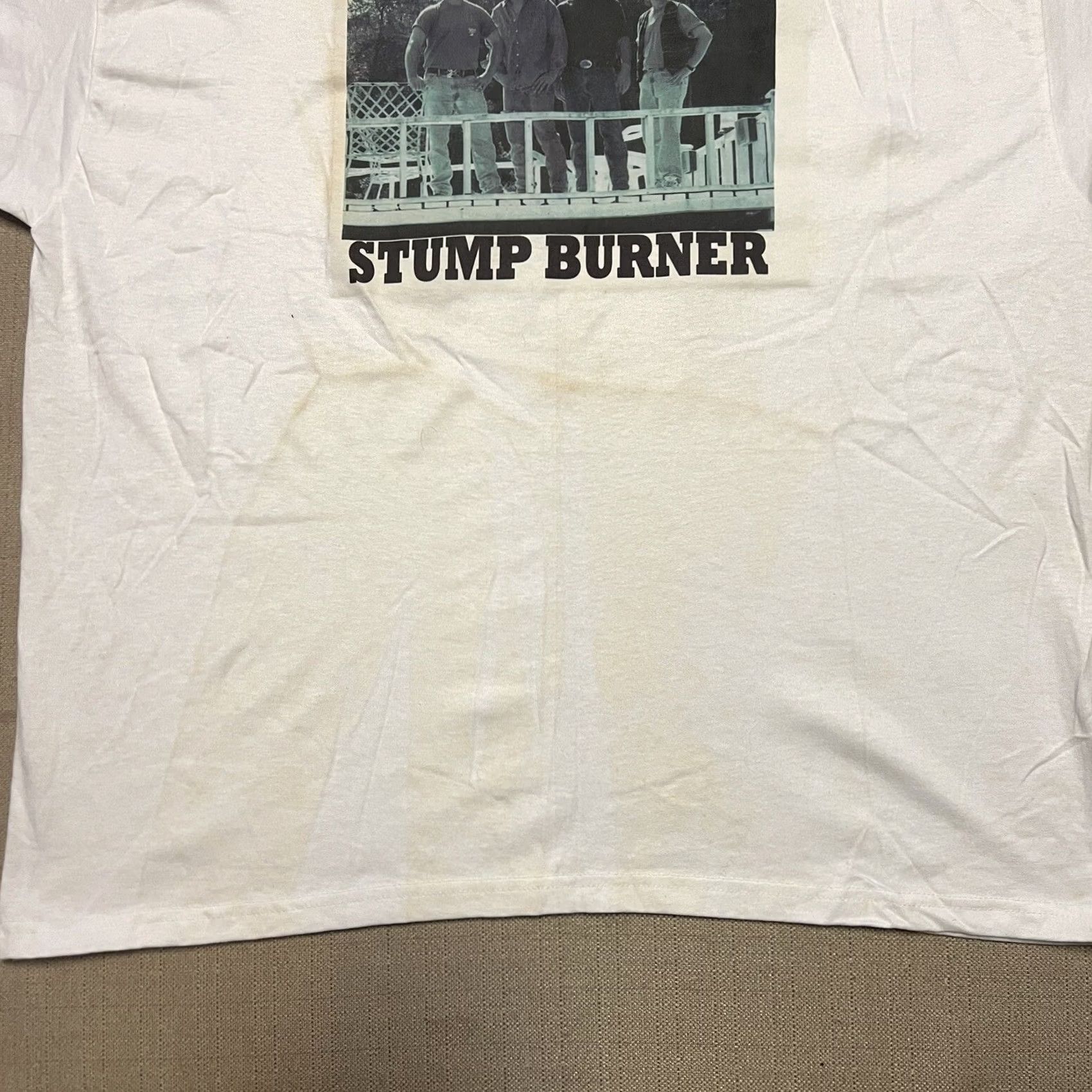 Hanes VINTAGE Stump Burner T Shirt Mens XL Rock Band Graphic Hanes White Cotton Blend Crew Neck Short Sleeve Graphic Print 90s Size US XL / EU 56 / 4 - 7 Thumbnail