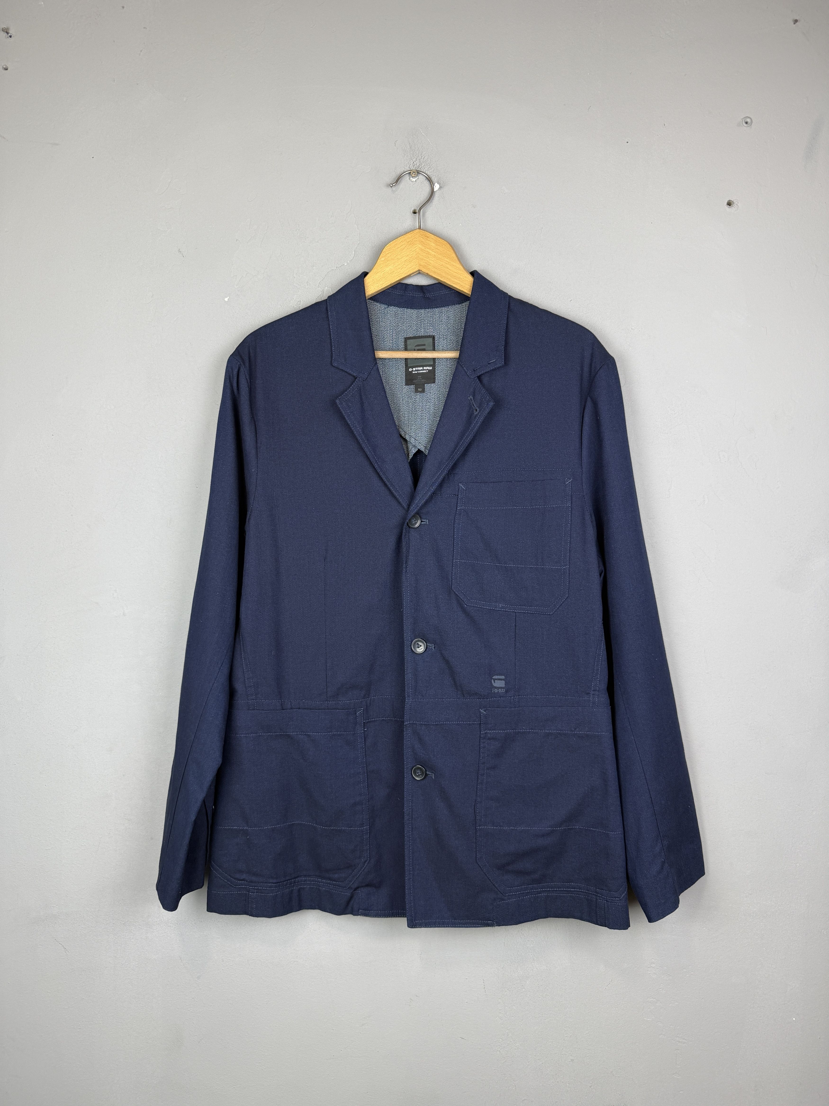 Designer G-Star Raw Shattor Omega Blazer Cotton Jacket 3 Button Navy Size 52R - 3 Thumbnail