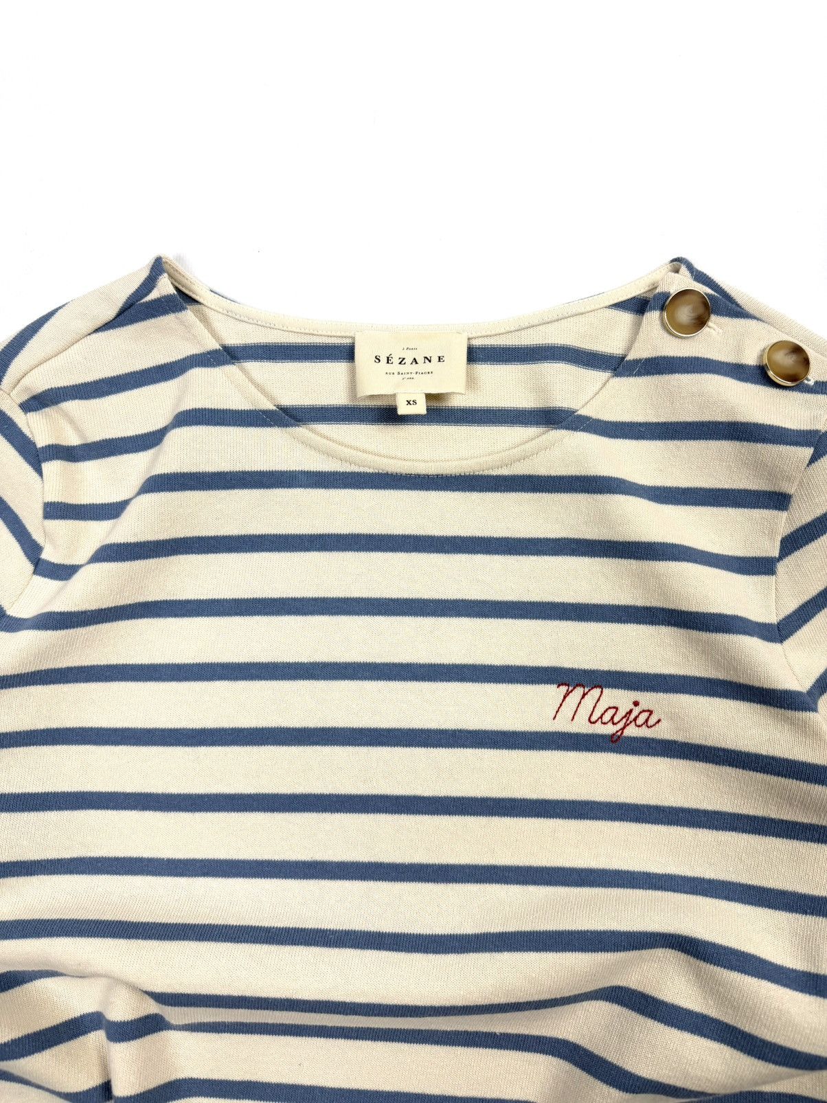 Sezane Sezane Colette Mariniere Striped Long Sleeve Top Designer Size XS / US 0-2 / IT 36-38 - 8 Thumbnail