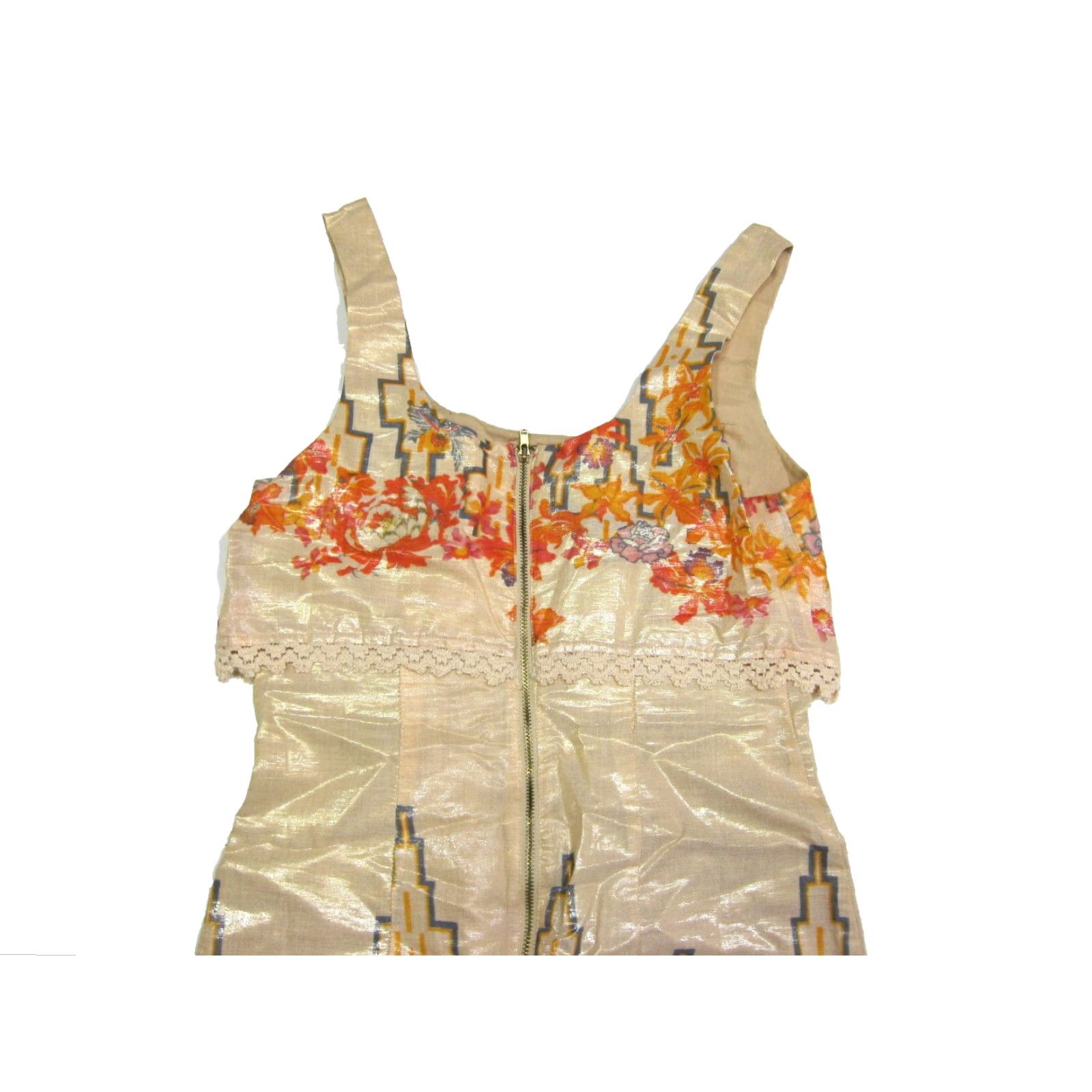 Free People Free People Orange Blue Shimmer Embroidered Tank Sheath Tunic Dress Women Small Size S / US 4 / IT 40 - 5 Thumbnail