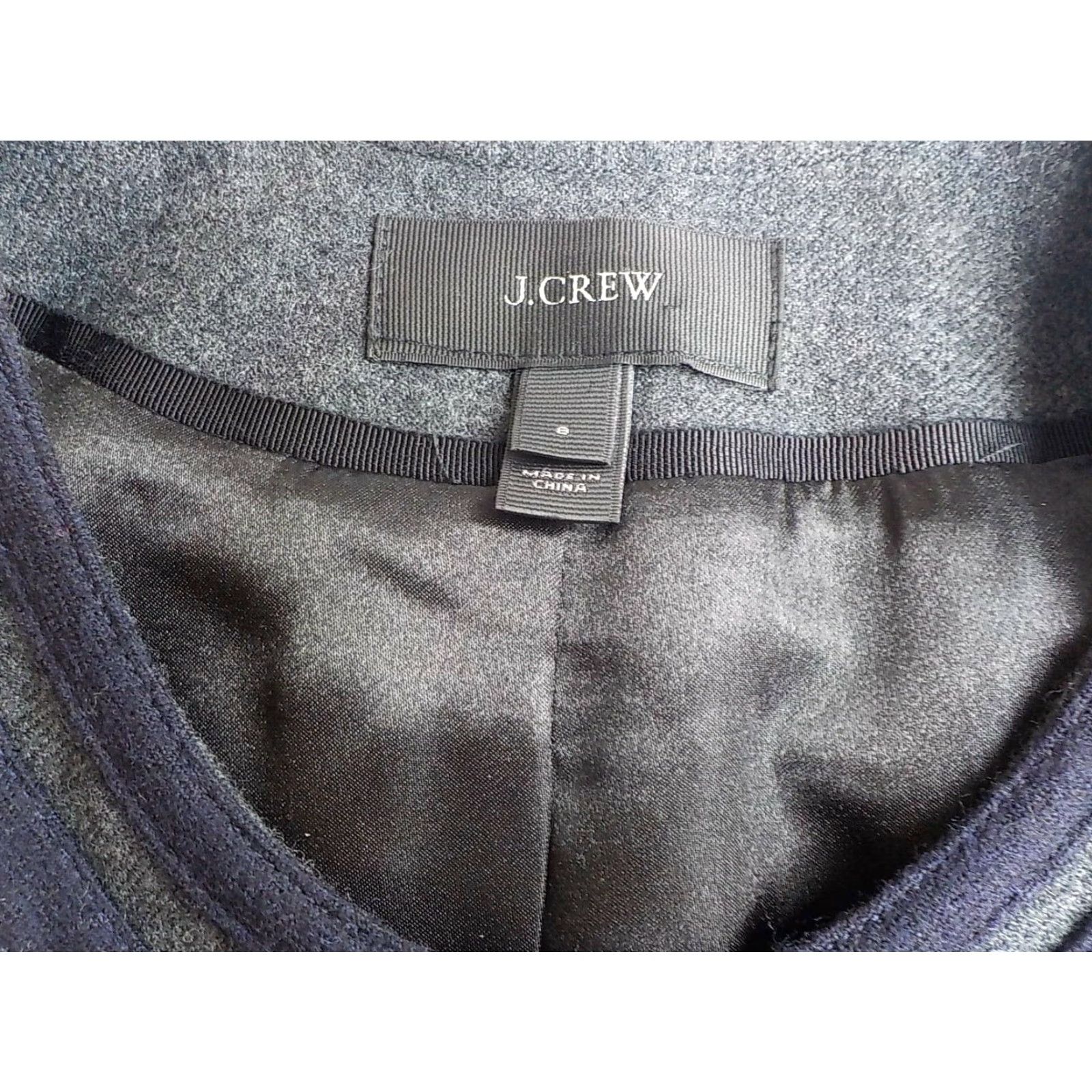 J.Crew J. Crew Wool Blazer 100% Wool Button Front Short Gray Navy Trim SZ 8 Womens Jacket Size 30" / US 8 / IT 44 - 5 Thumbnail
