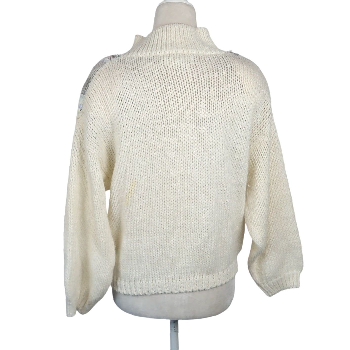 Vintage VINTAGE Jamie Scott Cream Geometric Handknit Sweater S Woman Pullover Mock Neck Fair Isle 80s 90s Casual Long Sleeve Knits Size S / US 4 / IT 40 - 4 Thumbnail